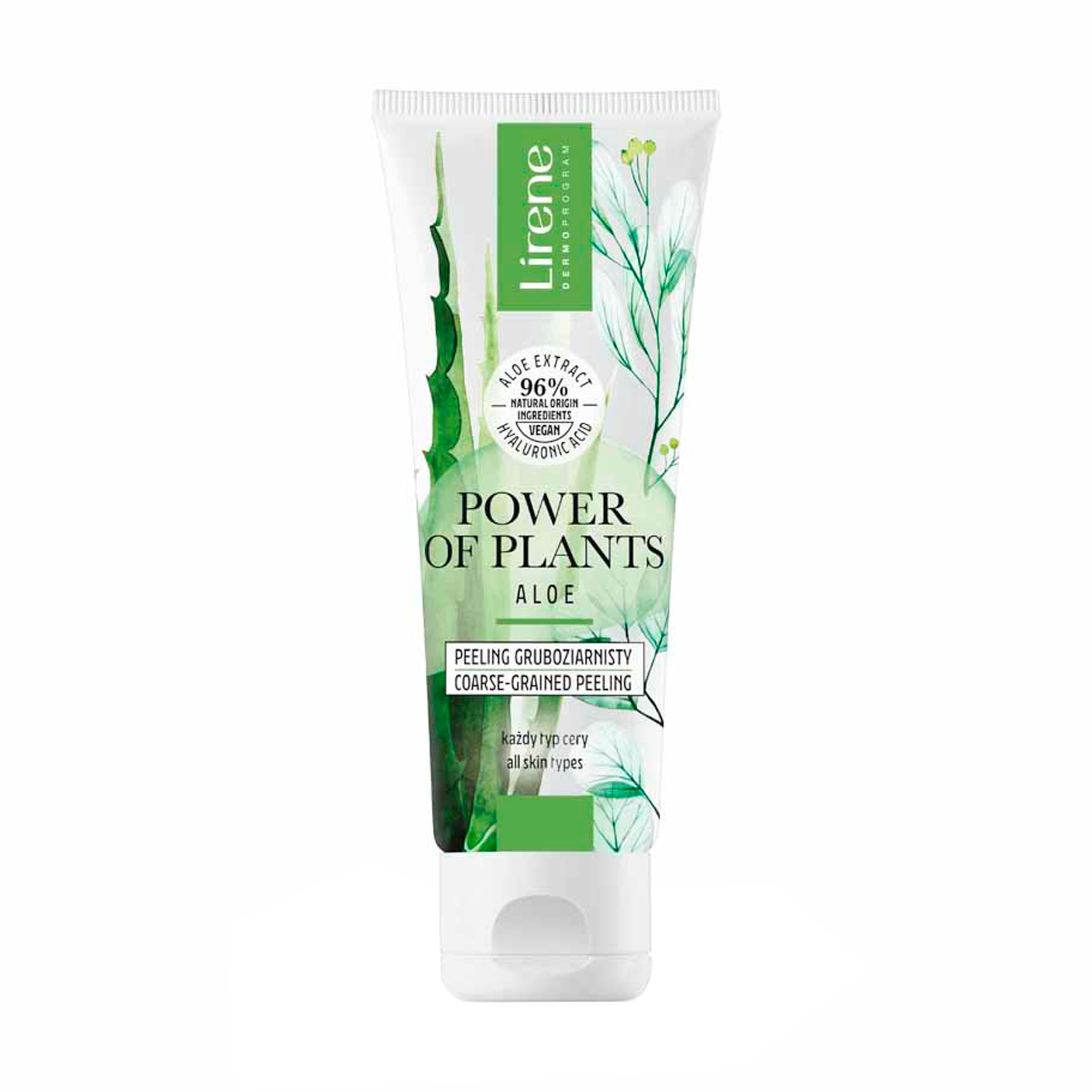 Крупнозернистий пілінг для обличчя Lirene Power Of Plants Coarse-grained Peeling Aloe, 75 мл