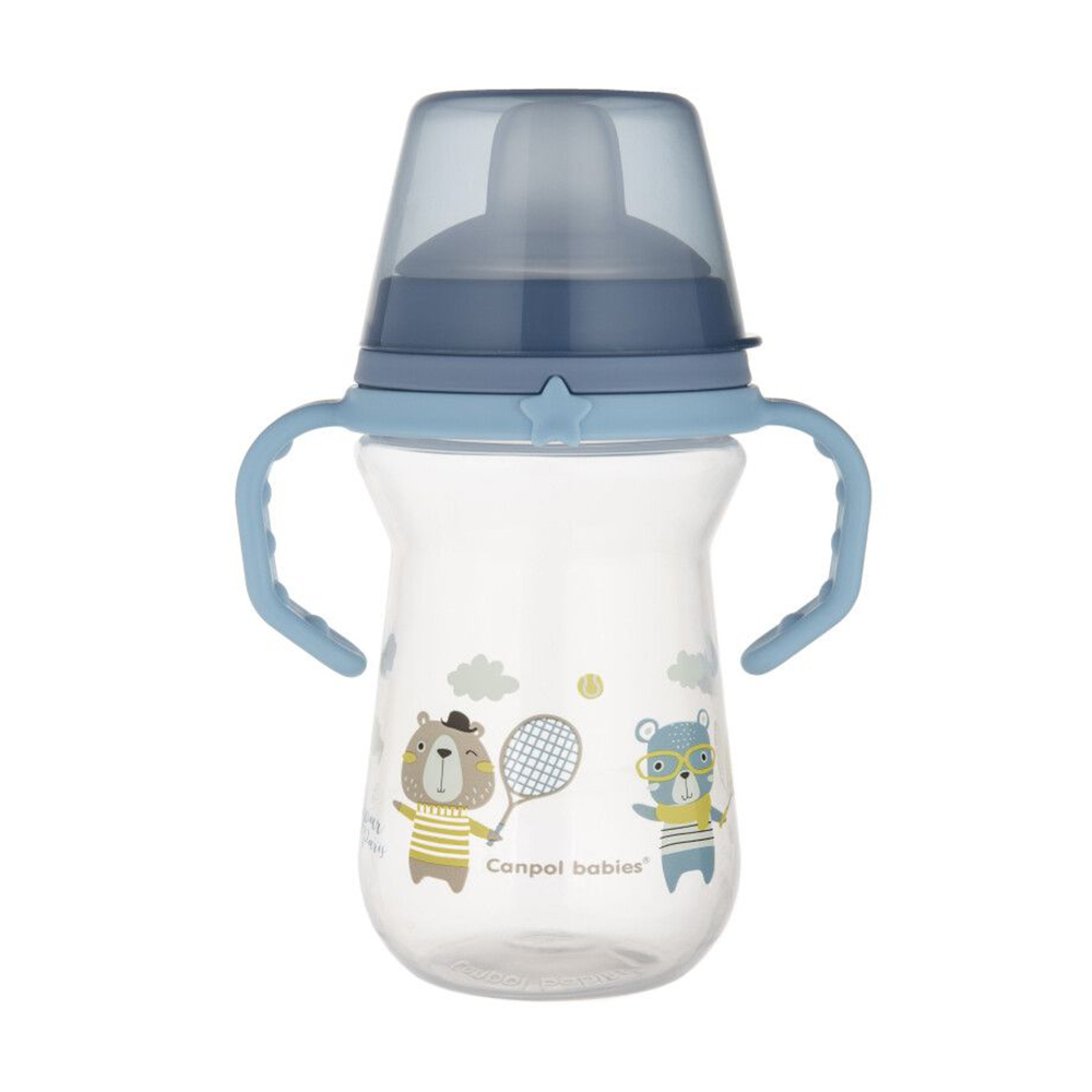 Кружка тренувальна Canpol Babies Bonjour Paris FirstCup з силіконовим носиком, блакитна, від 6 місяців, 250 мл (56/613_blu)