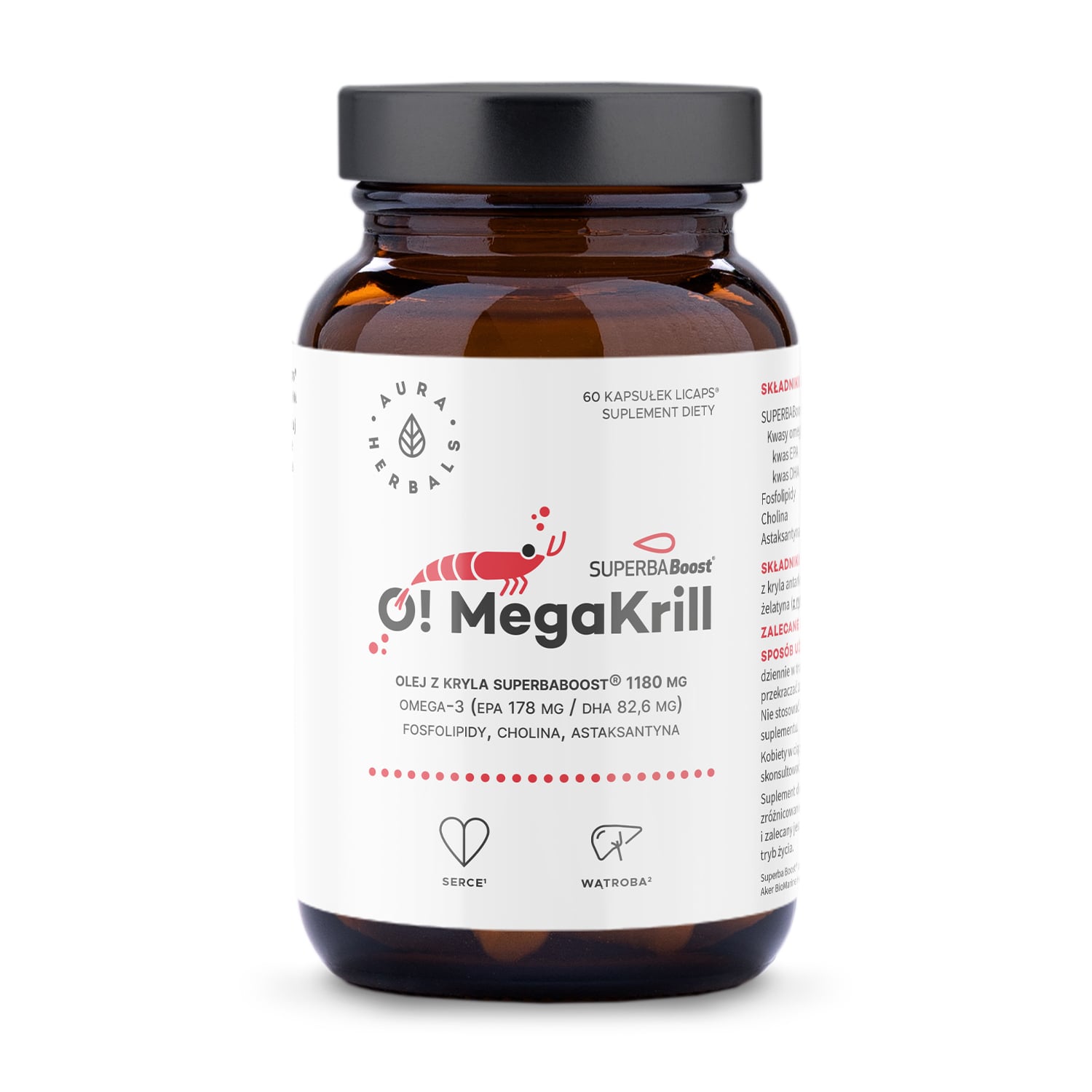 Криль Aura Herbals O! MegaKrill, 1180 мг, 60 капсул