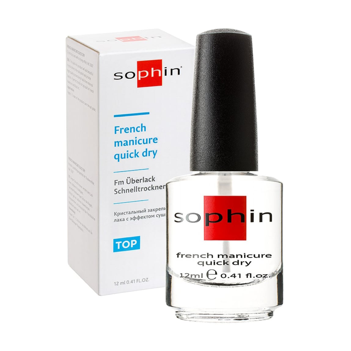 Кришталевий закріплювач лаку Sophin French Manicure Top Coat Quick Dry з ефектом сушки, 12 мл