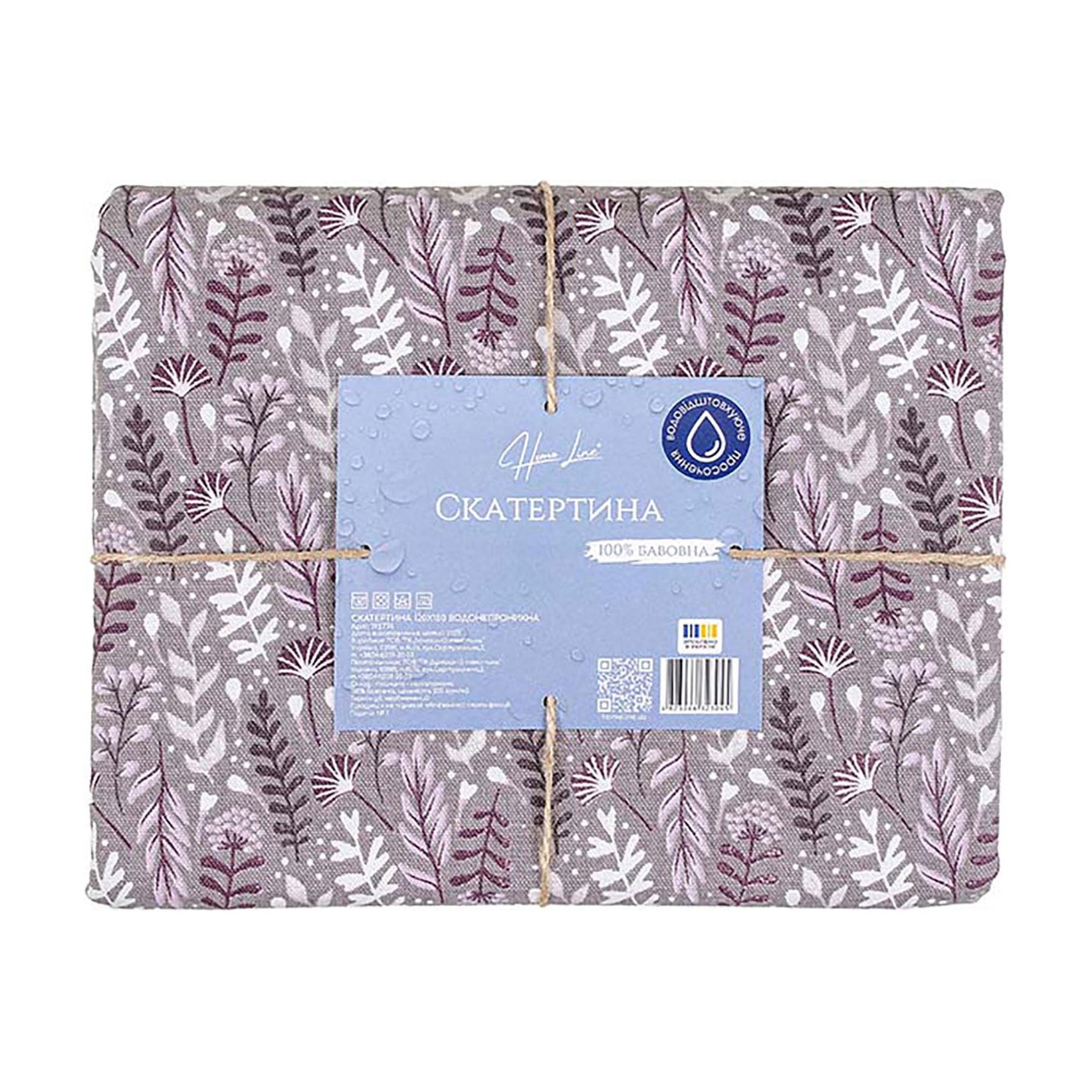Кухонна скатертина Home Line Цвітіння трав, сіро-ліловий, 120*150 см (напівпанама) (192775)