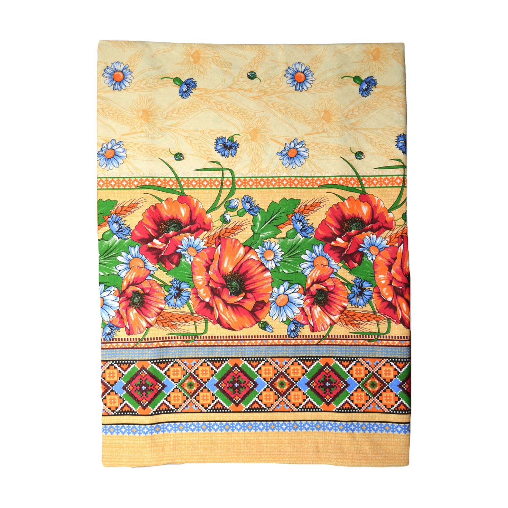 Кухонна скатертина Home рогожка Line Маки та ромашки, 150*220 см (129269)