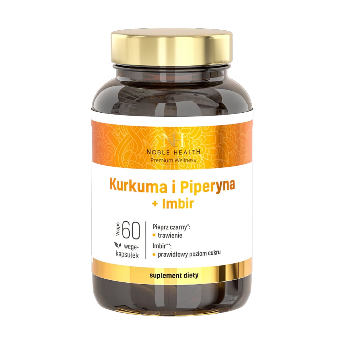 Куркума, піперин та імбир Noble Health Suplement Diety, 60 капсул