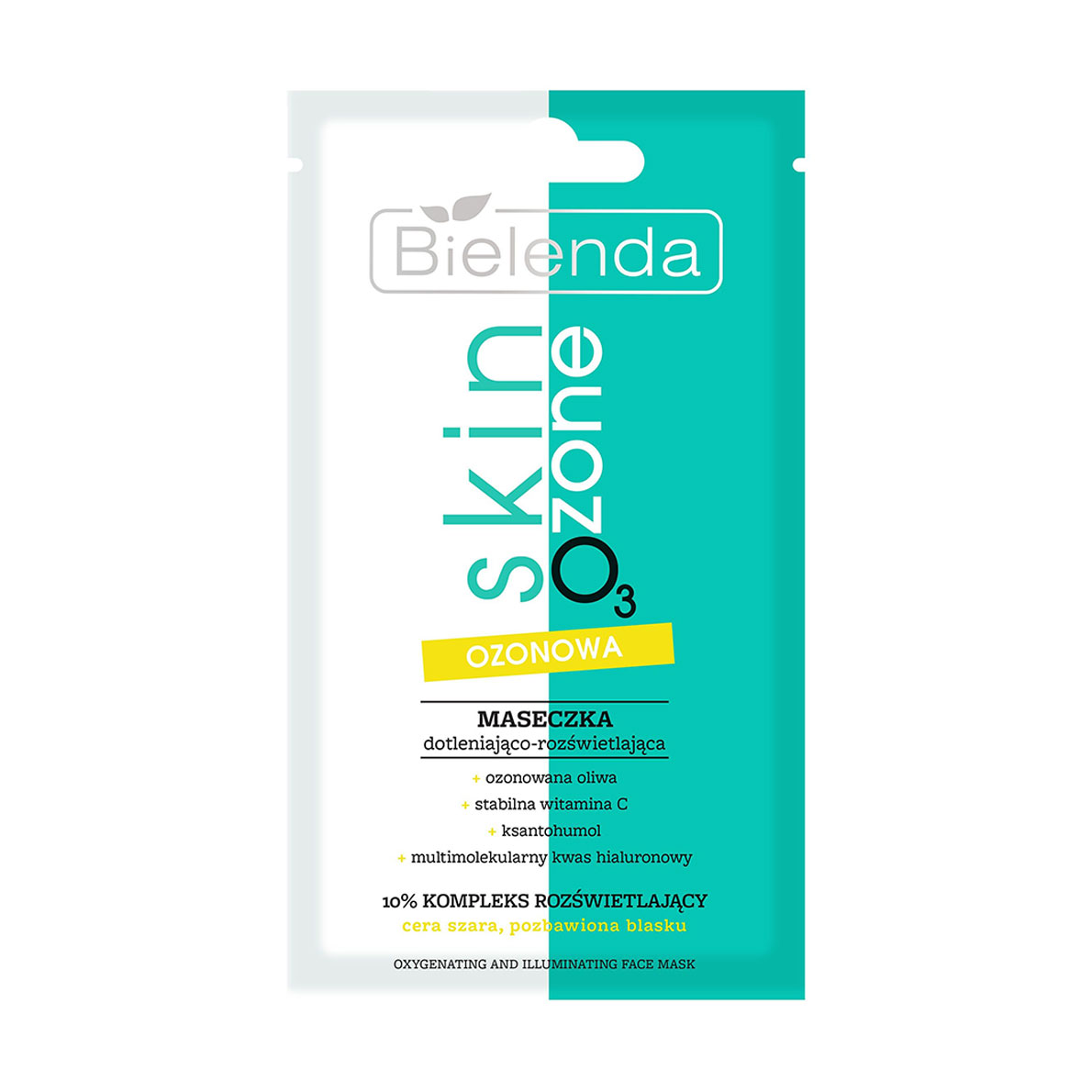 Киснева тканинна маска для обличчя Bielenda Skin O3zone Озонова освітлювальна, 8 мл
