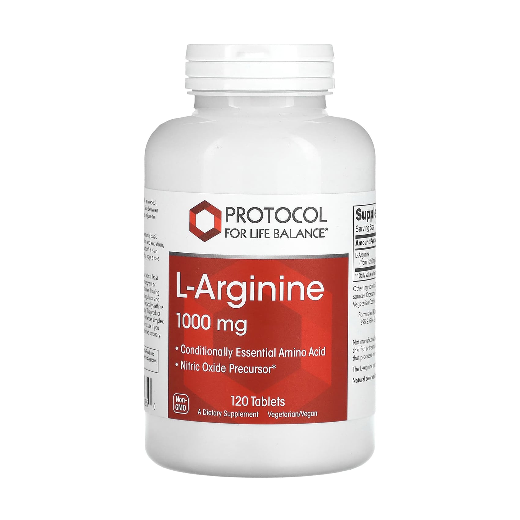 L-аргинін Protocol For Life Balance L-Arginine, 1000 мг, 120 таблеток