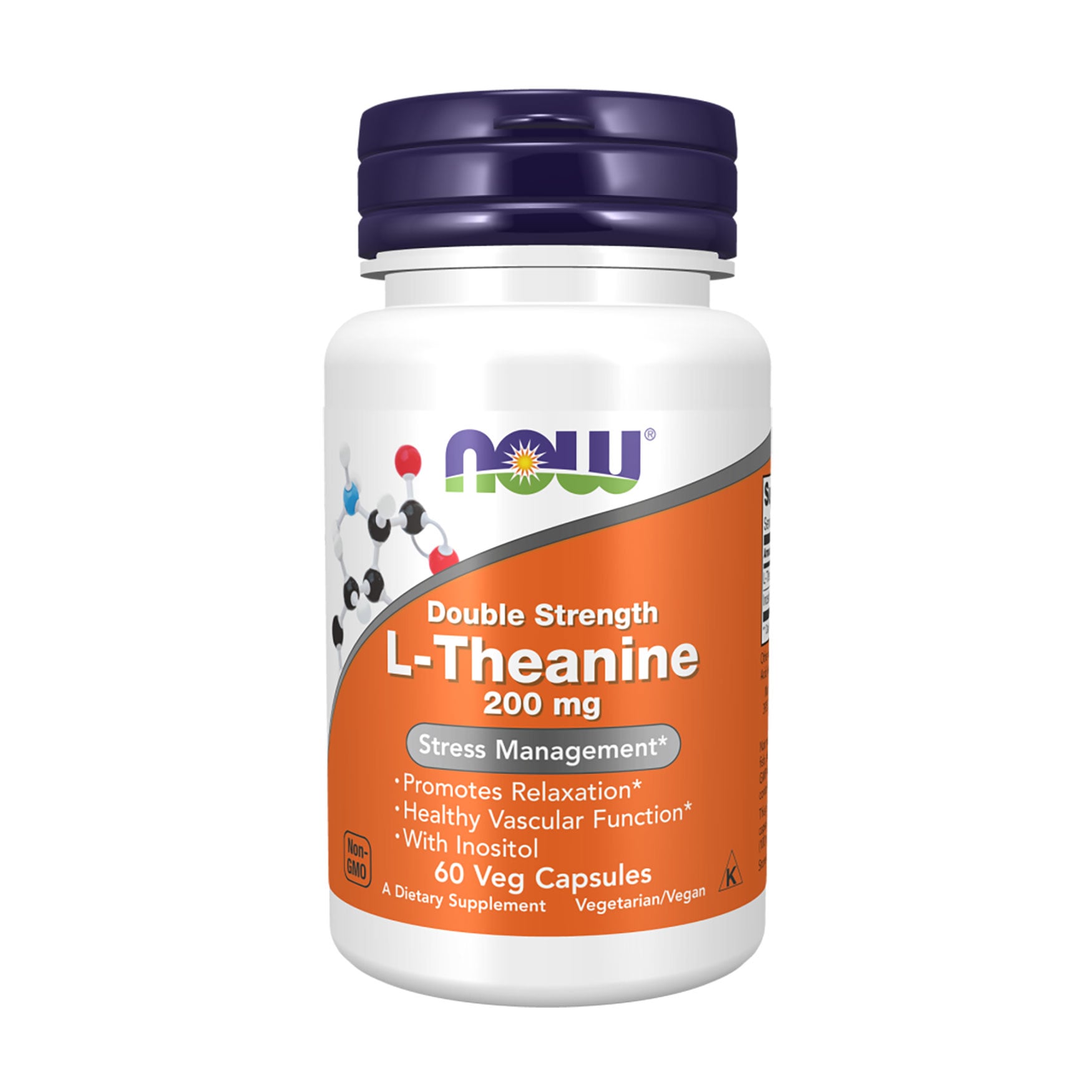 L-Теанін NOW foods Double Strength L-Theanine 200 мг, 60 капсул