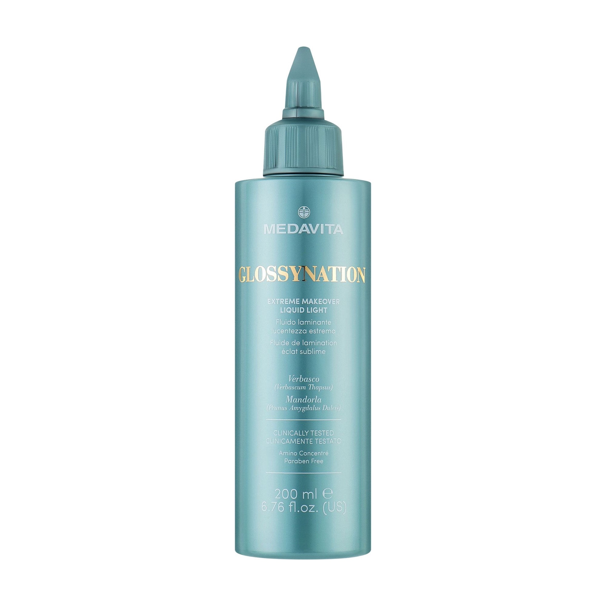 Ламелярний кондиціонер Medavita Glossynation Extreme Makeover Liquid Light Рідке сяйво, з ефектом ламінування волосся, 200 мл