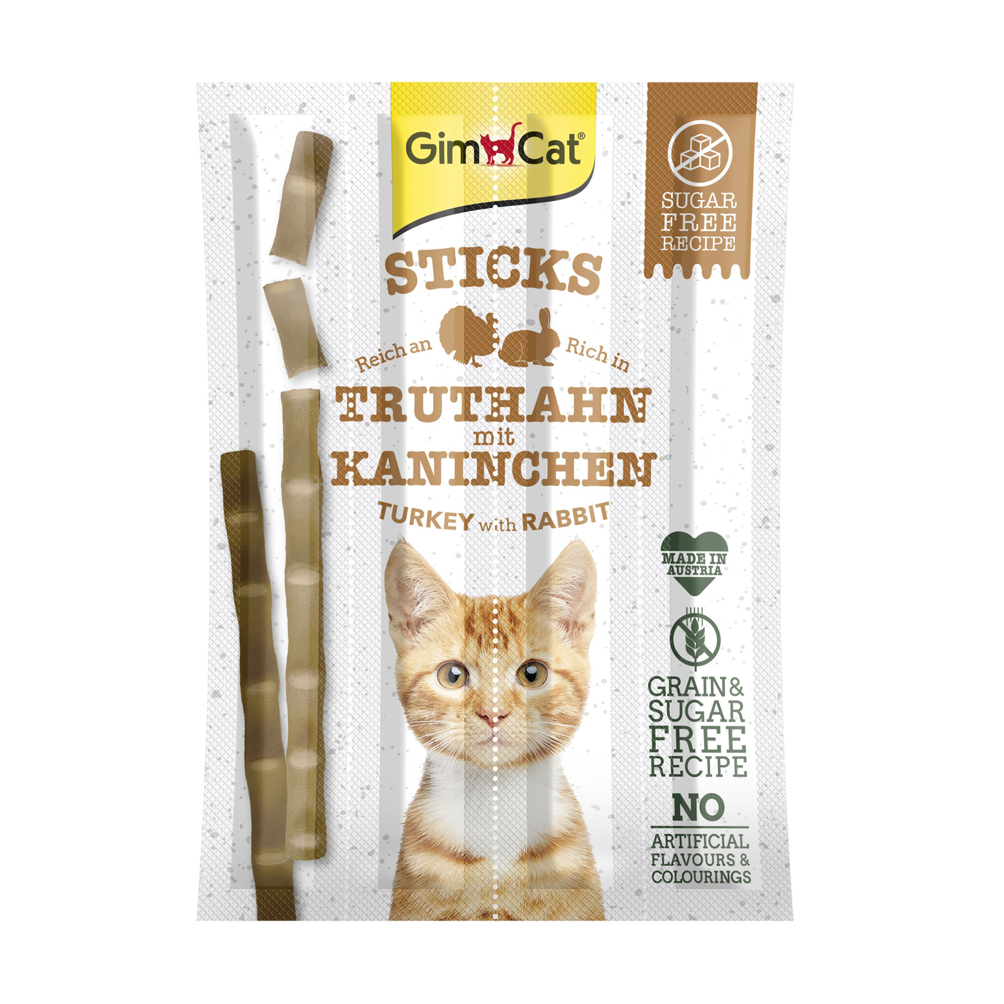 Ласощі для кішок GimCat Sticks з індичкою та кроликом, 4 шт