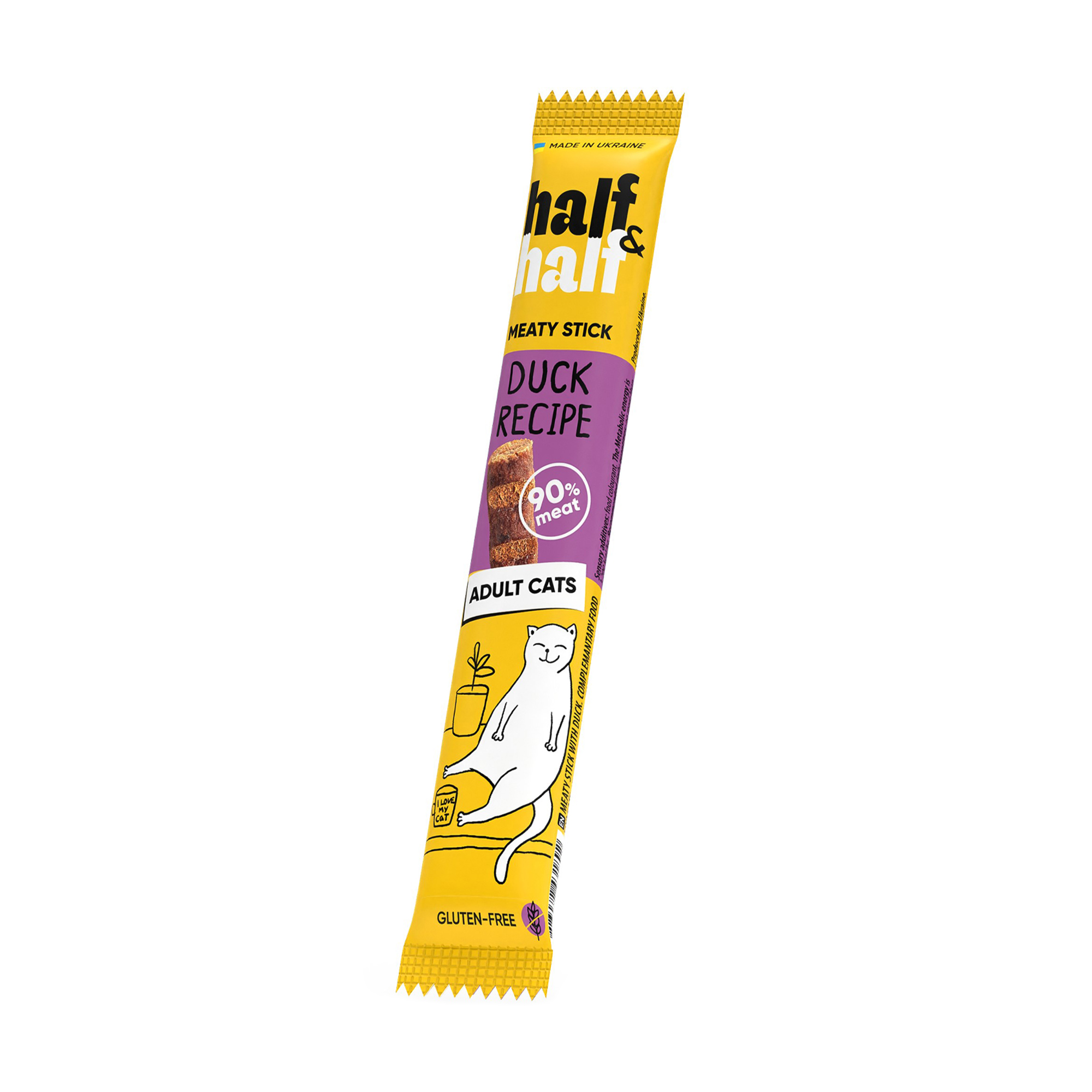 Ласощі для кішок Half&amp;Half у формі м'ясних паличок, із качкою, 5 г