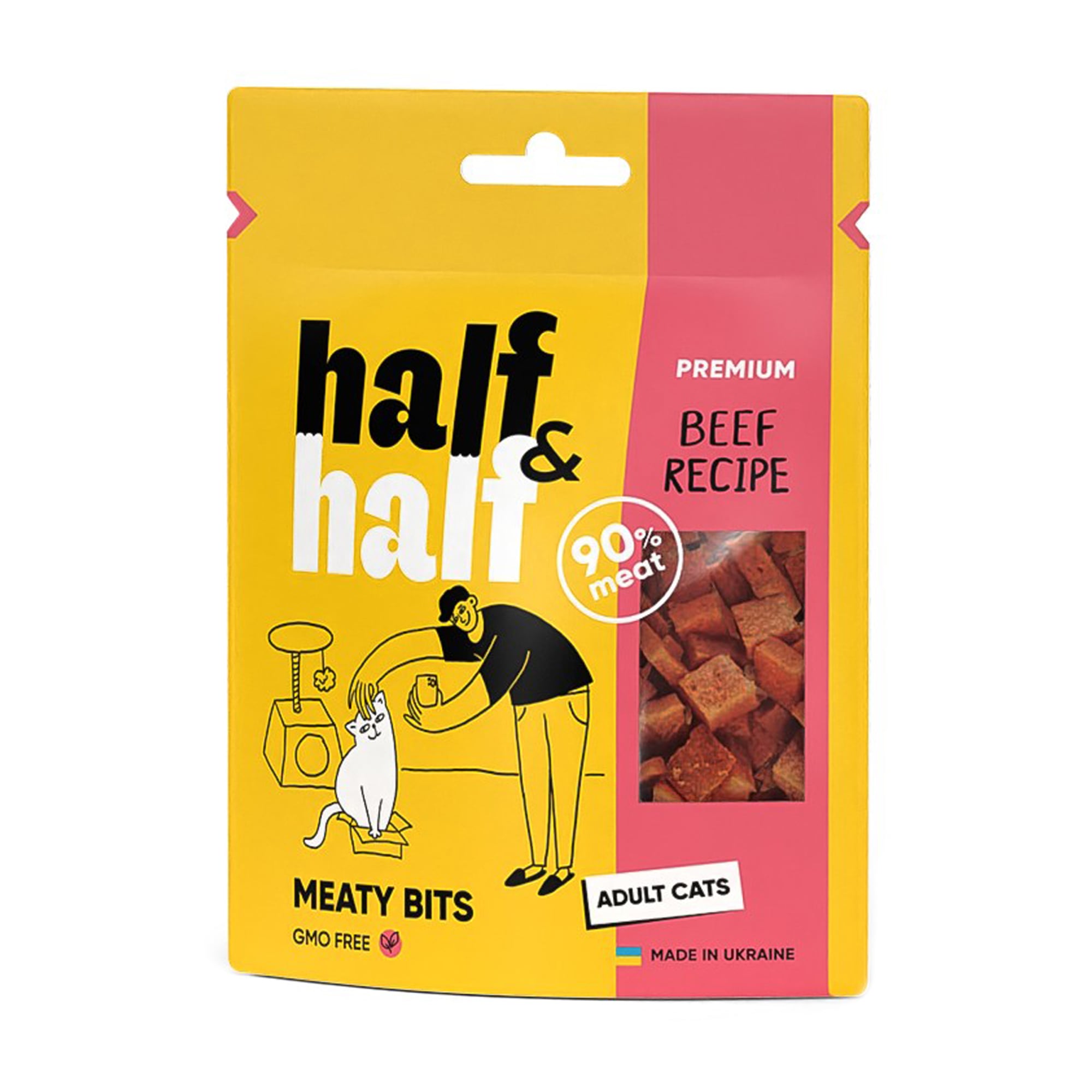 Ласощі для кішок Half&amp;Half у формі м'ясних шматочків, із яловичиною, 50 г