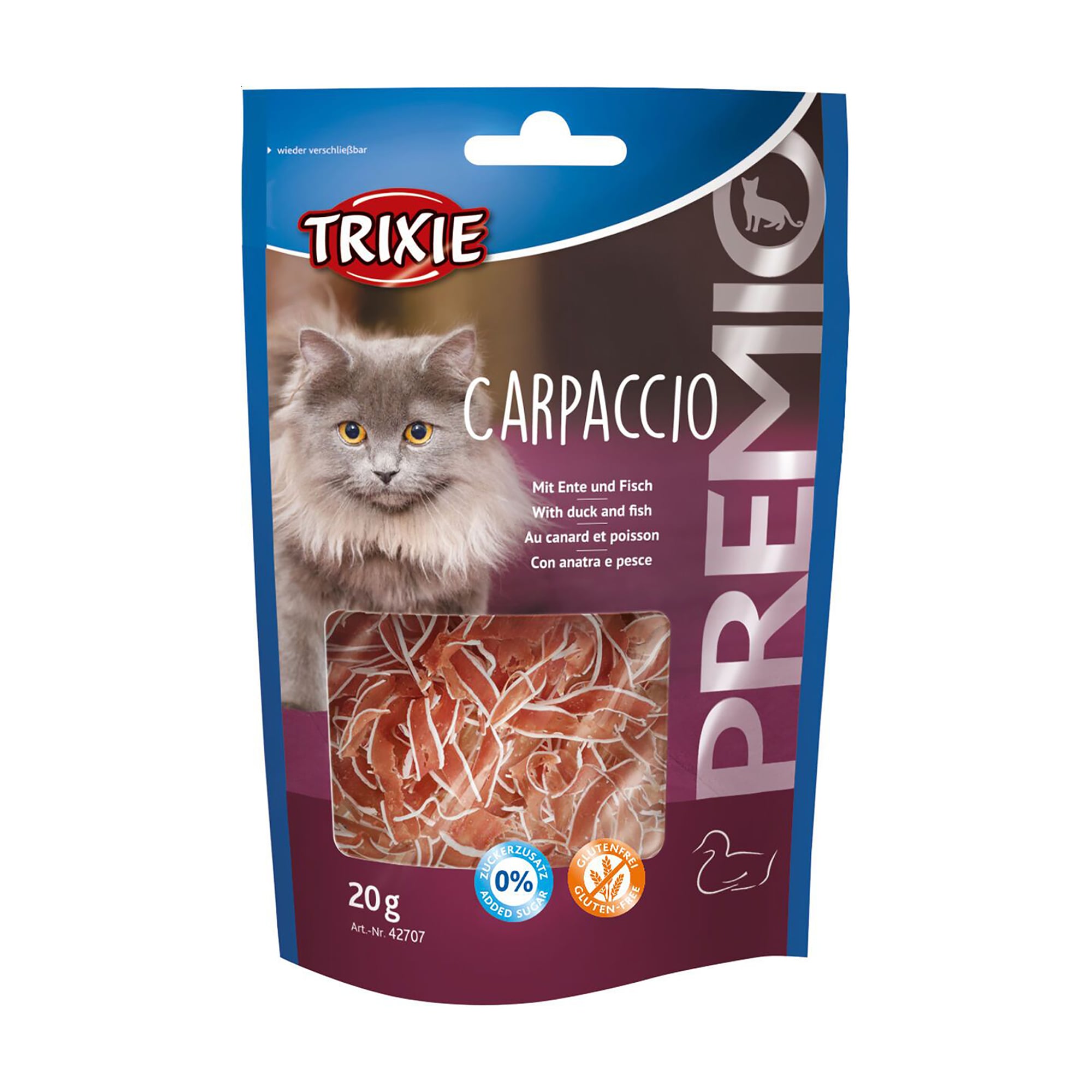 Ласощі для кішок Trixie Premio Carpaccio з качкою та рибою, 20 г