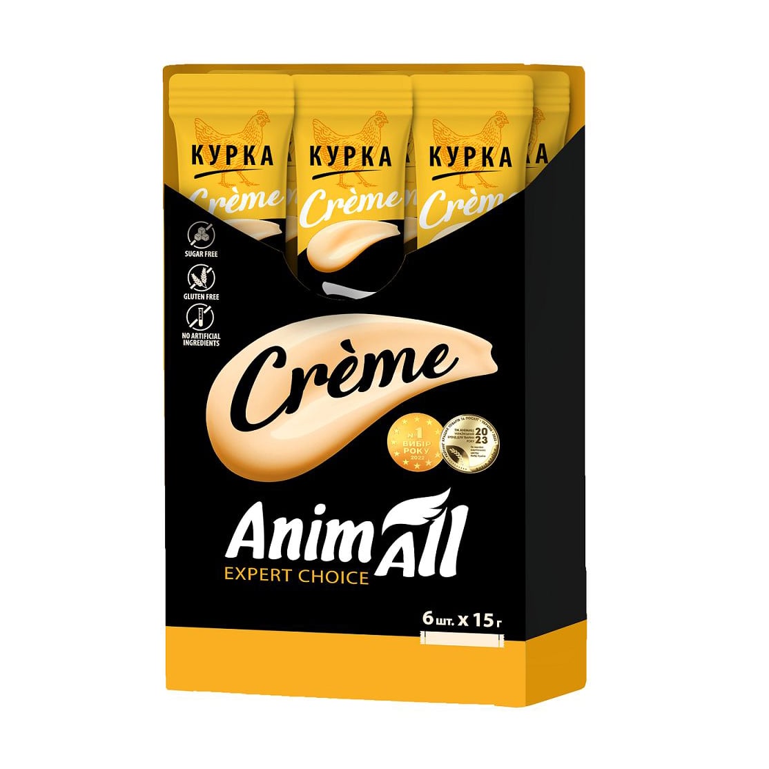 Ласощі для котів AnimAll Creme з куркою, 6*15 г