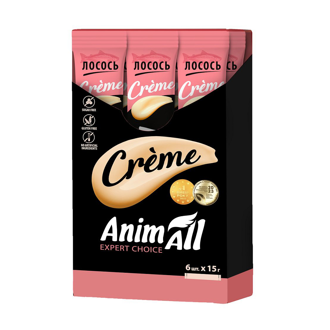 Ласощі для котів AnimAll Creme з лососем, 6*15 г