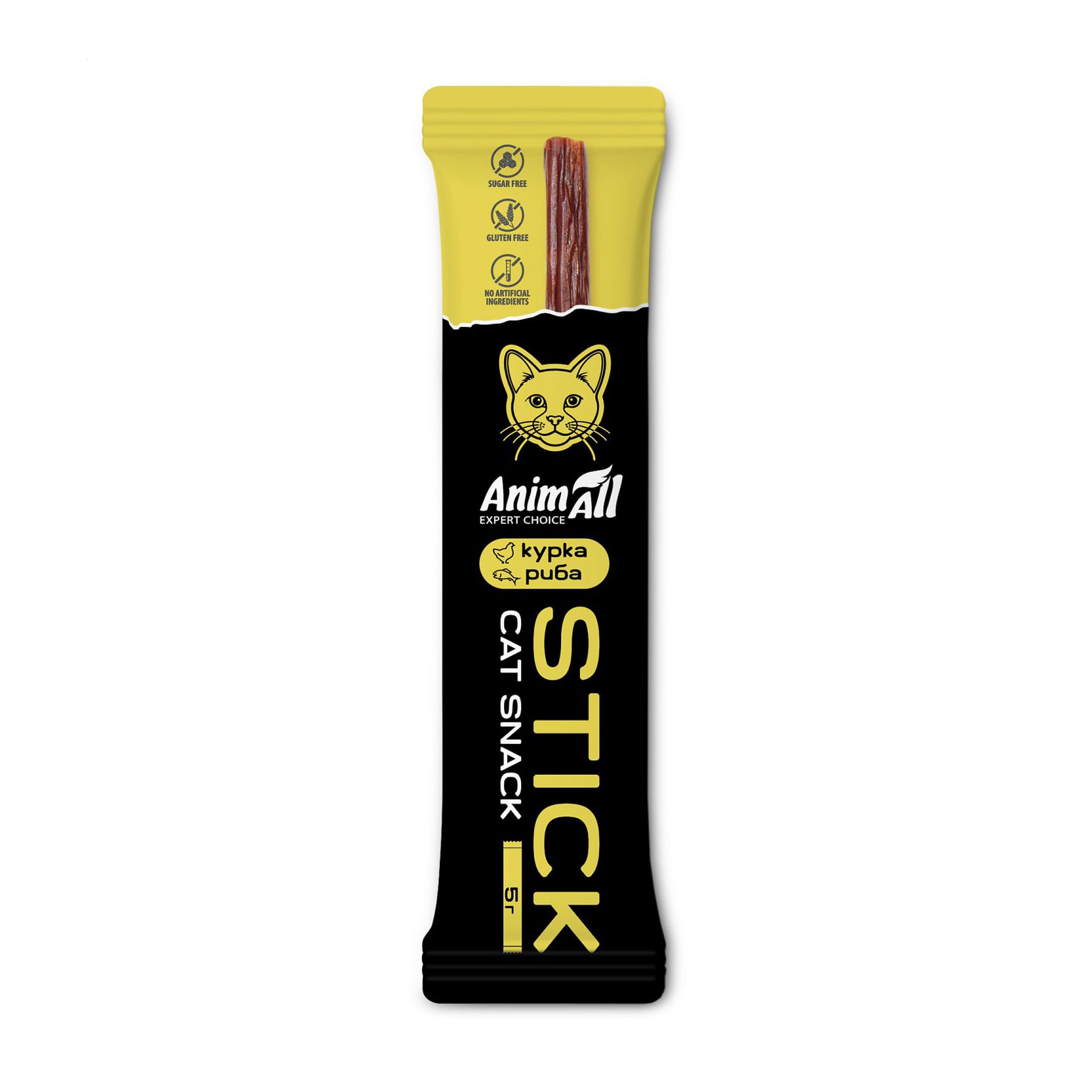 Ласощі для котів AnimAll Stick з куркою та рибою, 5 г