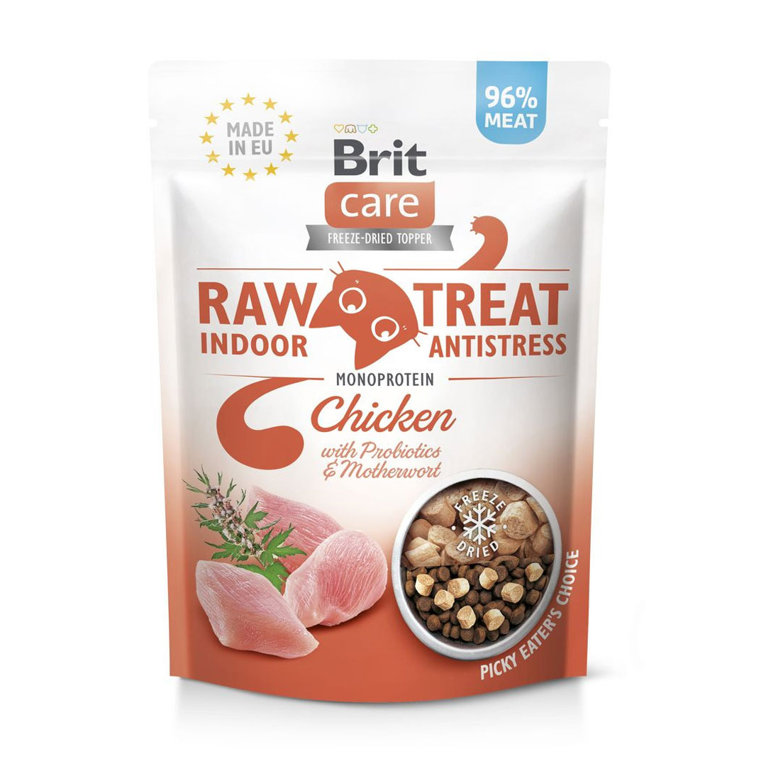 Ласощі для котів Brit Raw Treat Indoor &amp; Antistress Freeze-Dried з куркою, 40 г