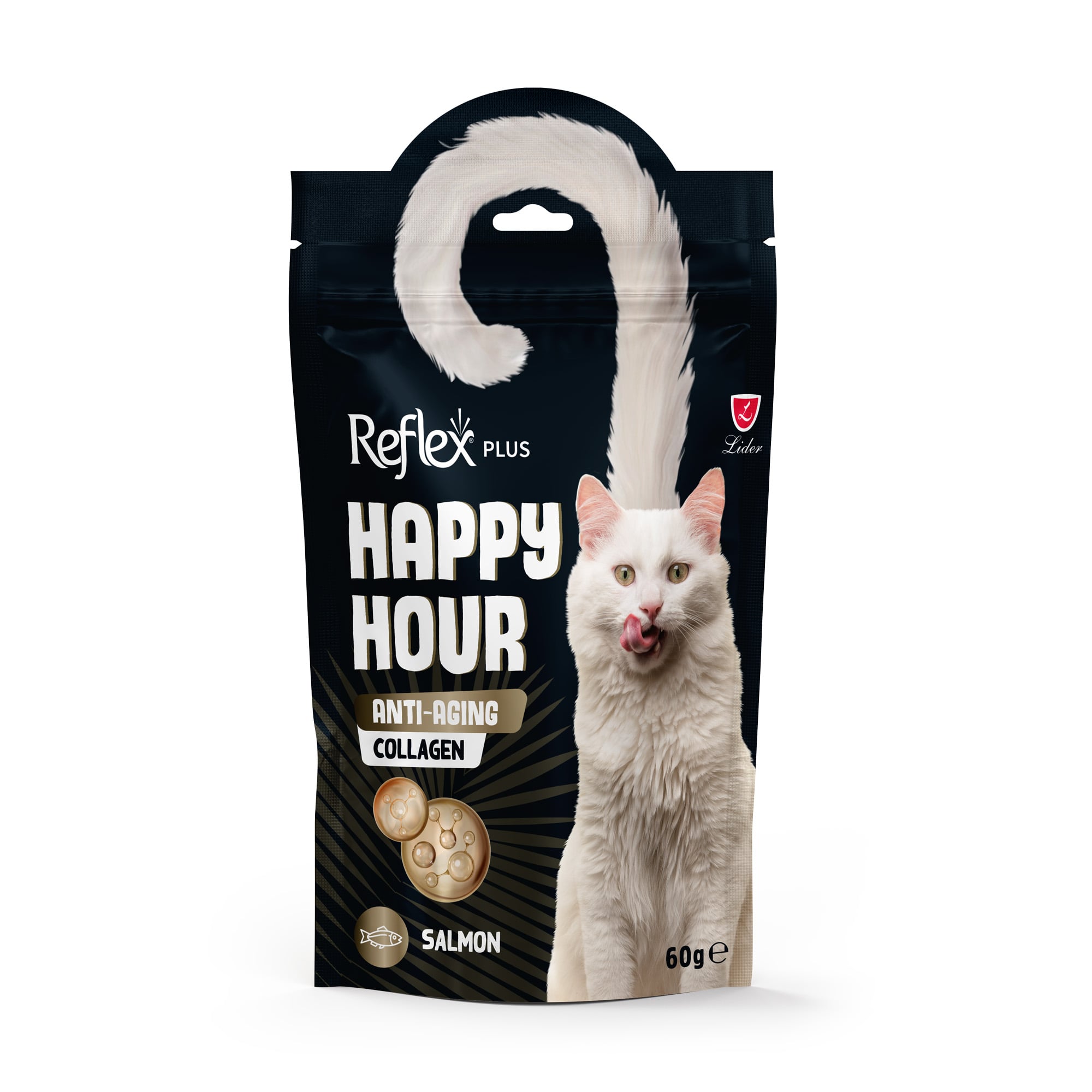 Ласощі для котів Reflex Happy Hour Anti-Aging Collagen проти старіння, з лососем та колагеном, 60 г