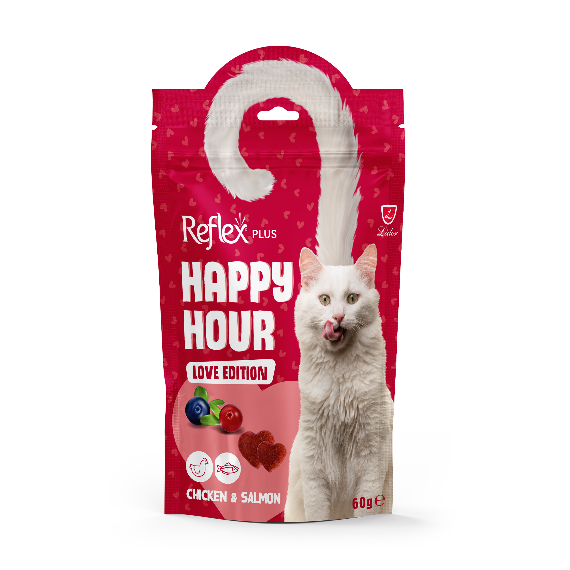 Ласощі для котів Reflex Happy Hour Love Edition з куркою та лососем, 60 г