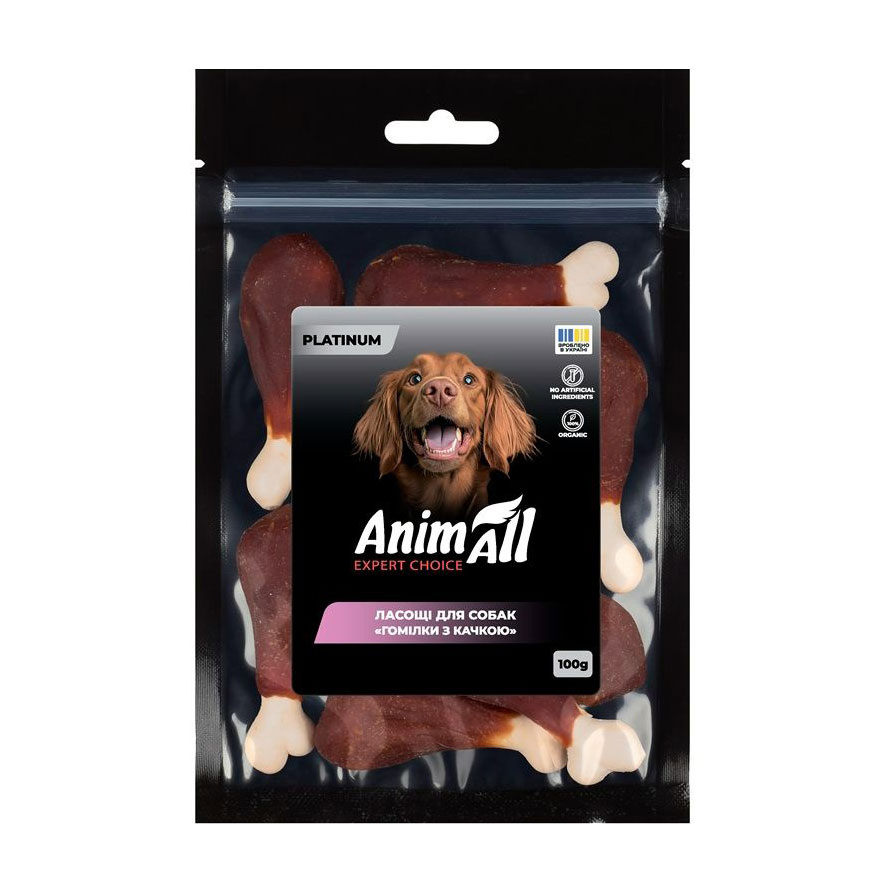 Ласощі для собак AnimAll Platinum Гомілки з качкою, 100 г