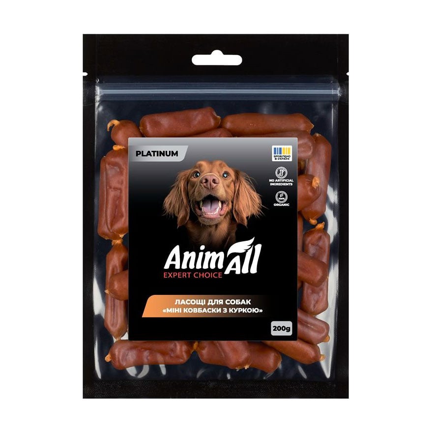 Ласощі для собак AnimAll Platinum Міні ковбаски з куркою, 200 г