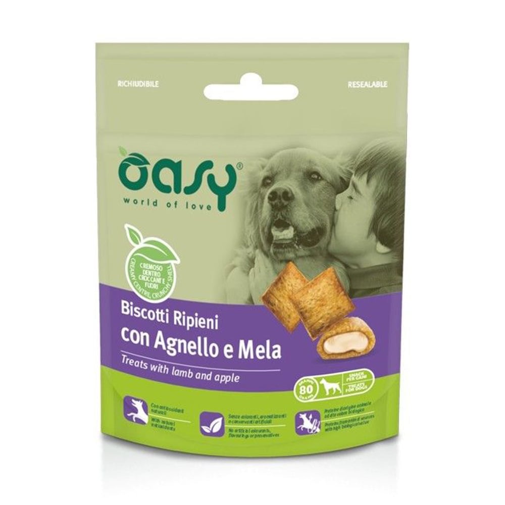 Ласощі для собак Oasy Treats з ягням та яблуком, 80 г