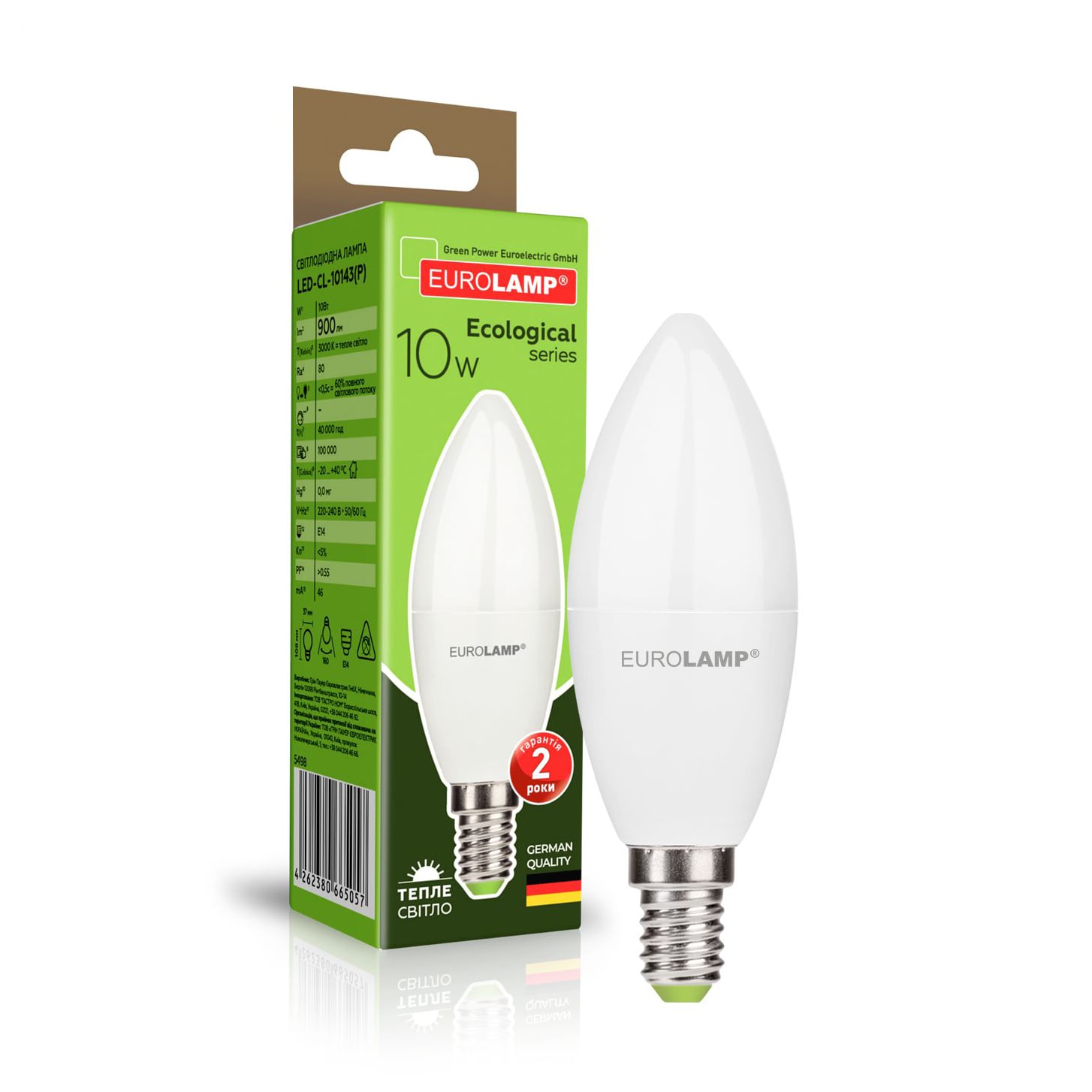 LED-лампа Eurolamp Ecological Series 10W E14 3000K, 1 шт
