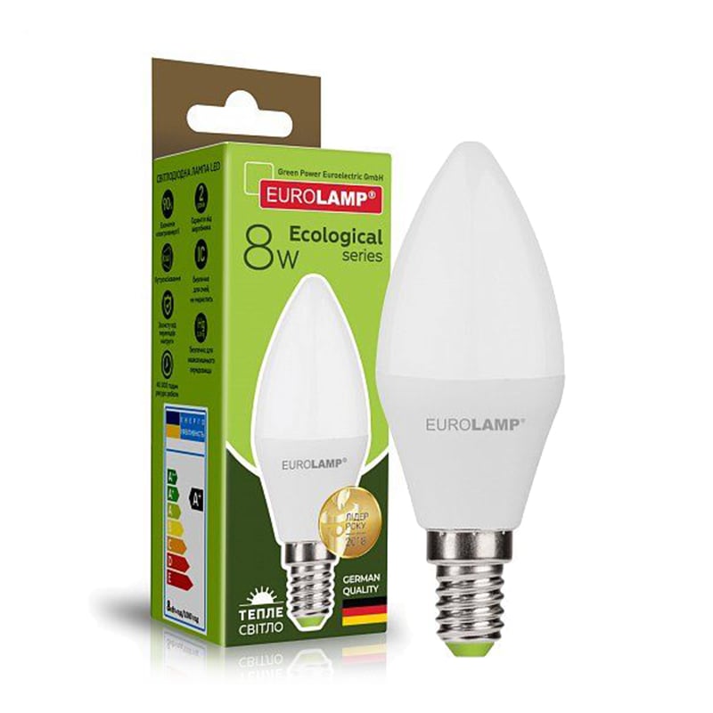 LED-лампа Eurolamp Ecological Series 8W E14 3000K, 1 шт