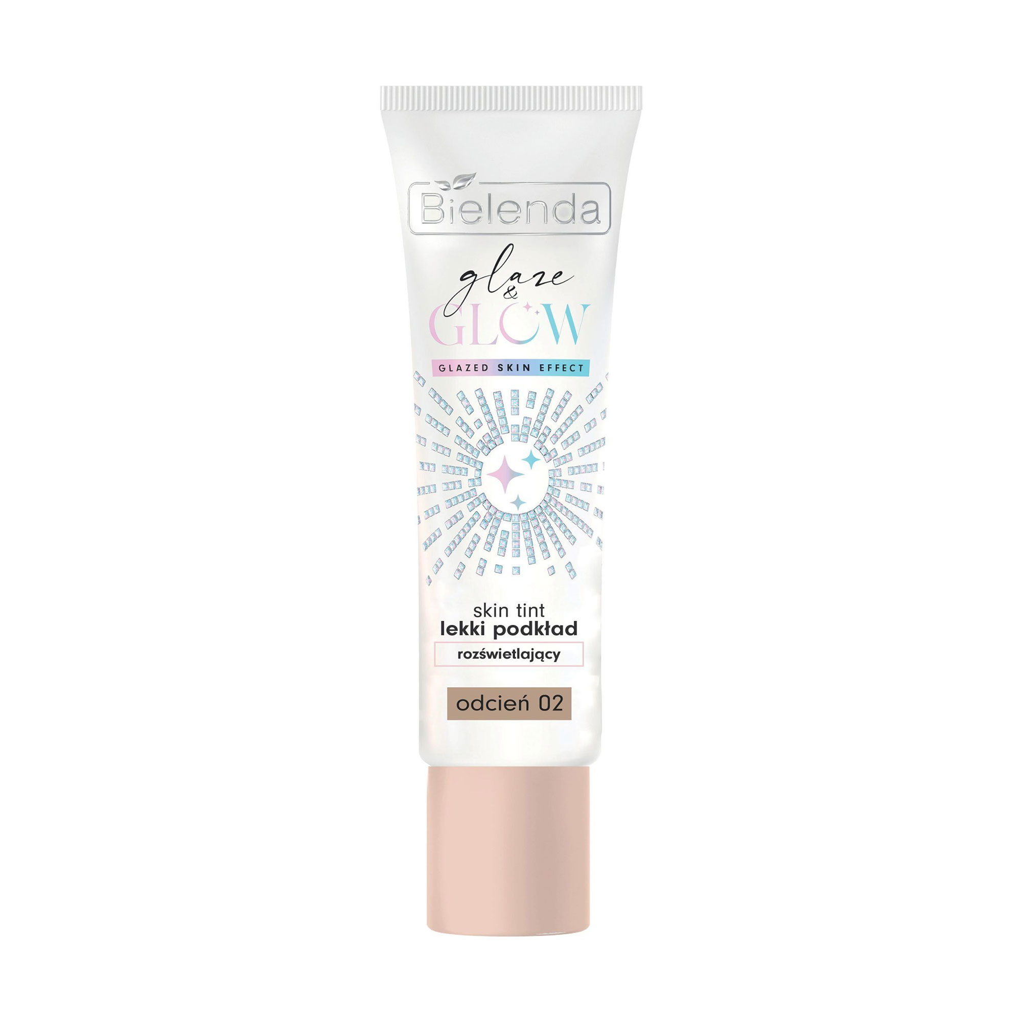 Легкий освітлювальний тональний крем для обличчя Bielenda Glaze &amp; Glow Skin Tint 02, 30 г