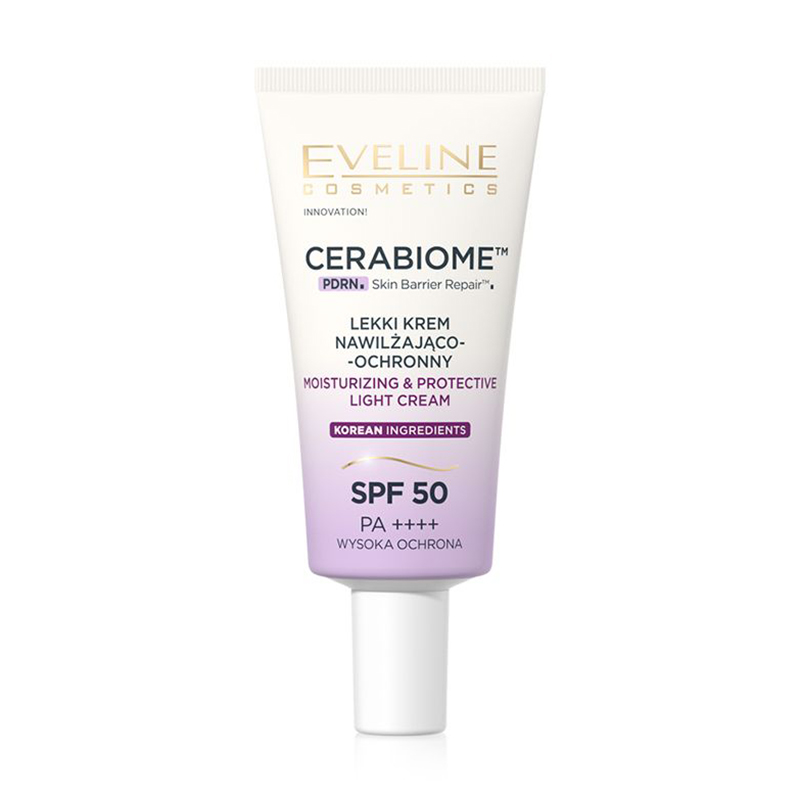 Легкий зволожувально-сонцезахисний крем для обличчя Eveline Cosmetics Cerabiome Moisturizing &amp; Protective Light Cream, SPF 50 PA++++, 30 мл