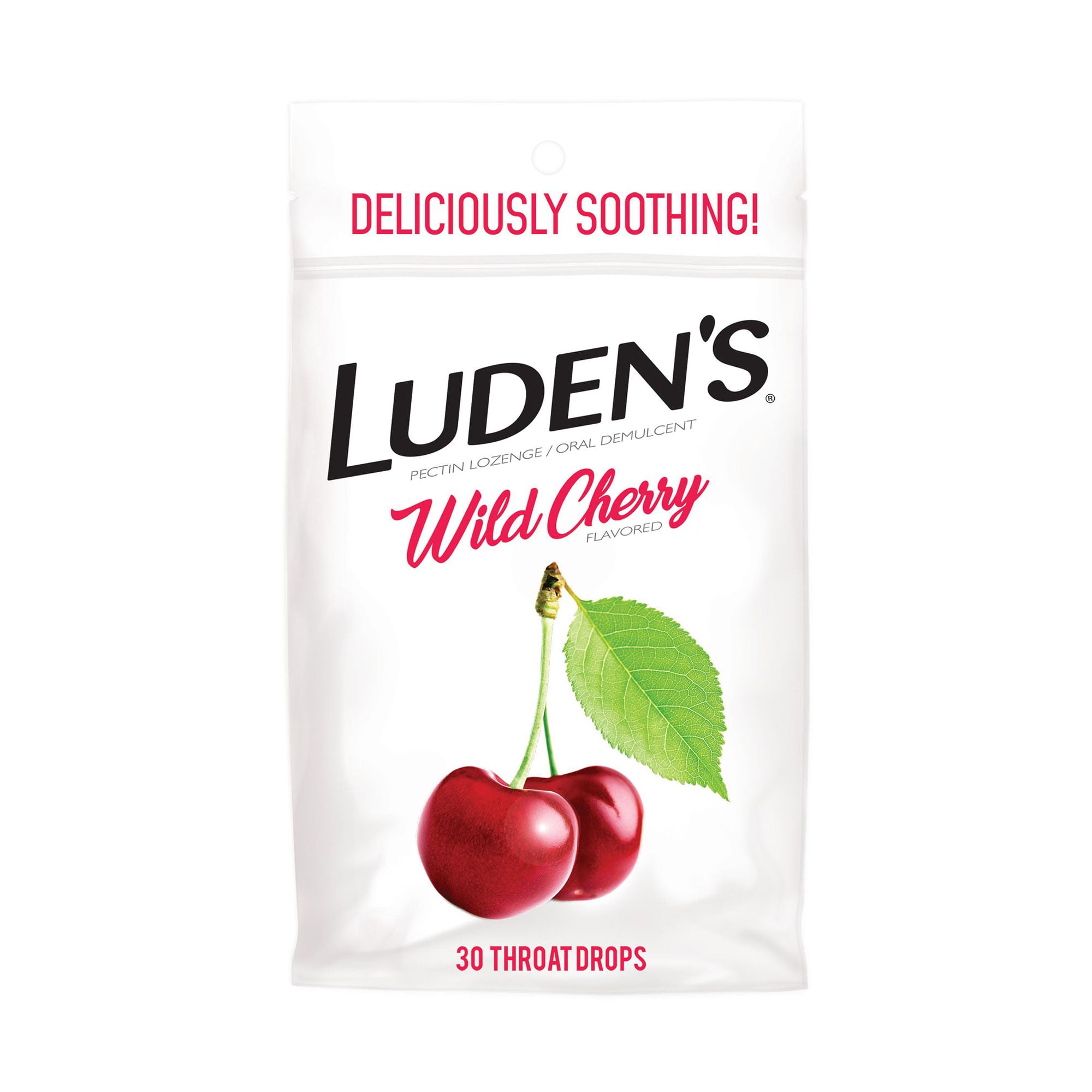 Льодяники для горла та порожнини рота Luden's Заспокійливі, з пектином, зі смаком дикої вишні, 30 шт