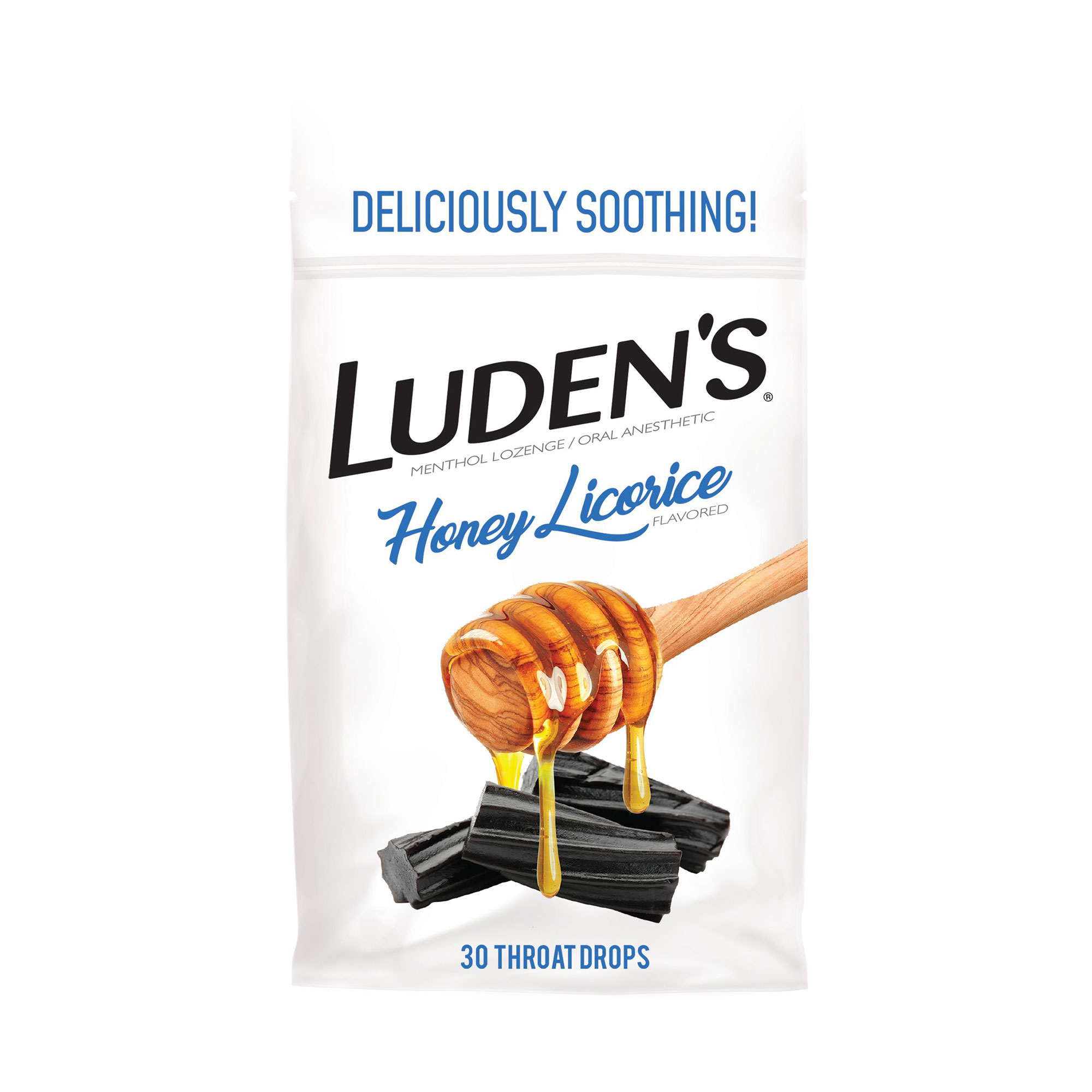 Льодяники для горла та порожнини рота Luden's Знеболювальні, з ментолом, зі смаком меду та лакриці, 30 шт