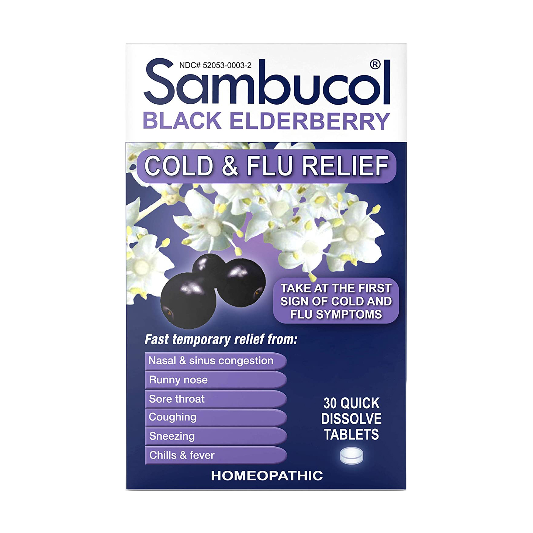 Льодяники від грипу та застуди Sambucol Black Elderberry Cold &amp; Flu Relief, 30 шт