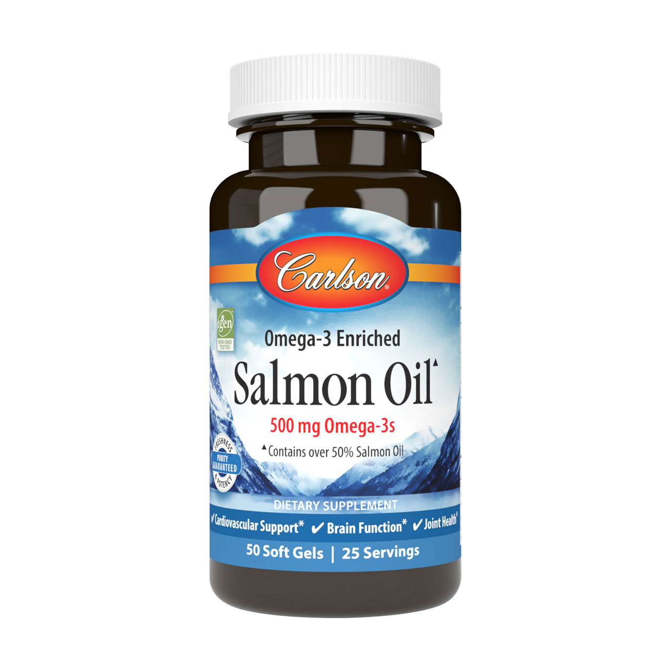 Лососевий жир Carlson Labs Salmon Oil Omega-3s, 500 мг, 50 гелевих капсул