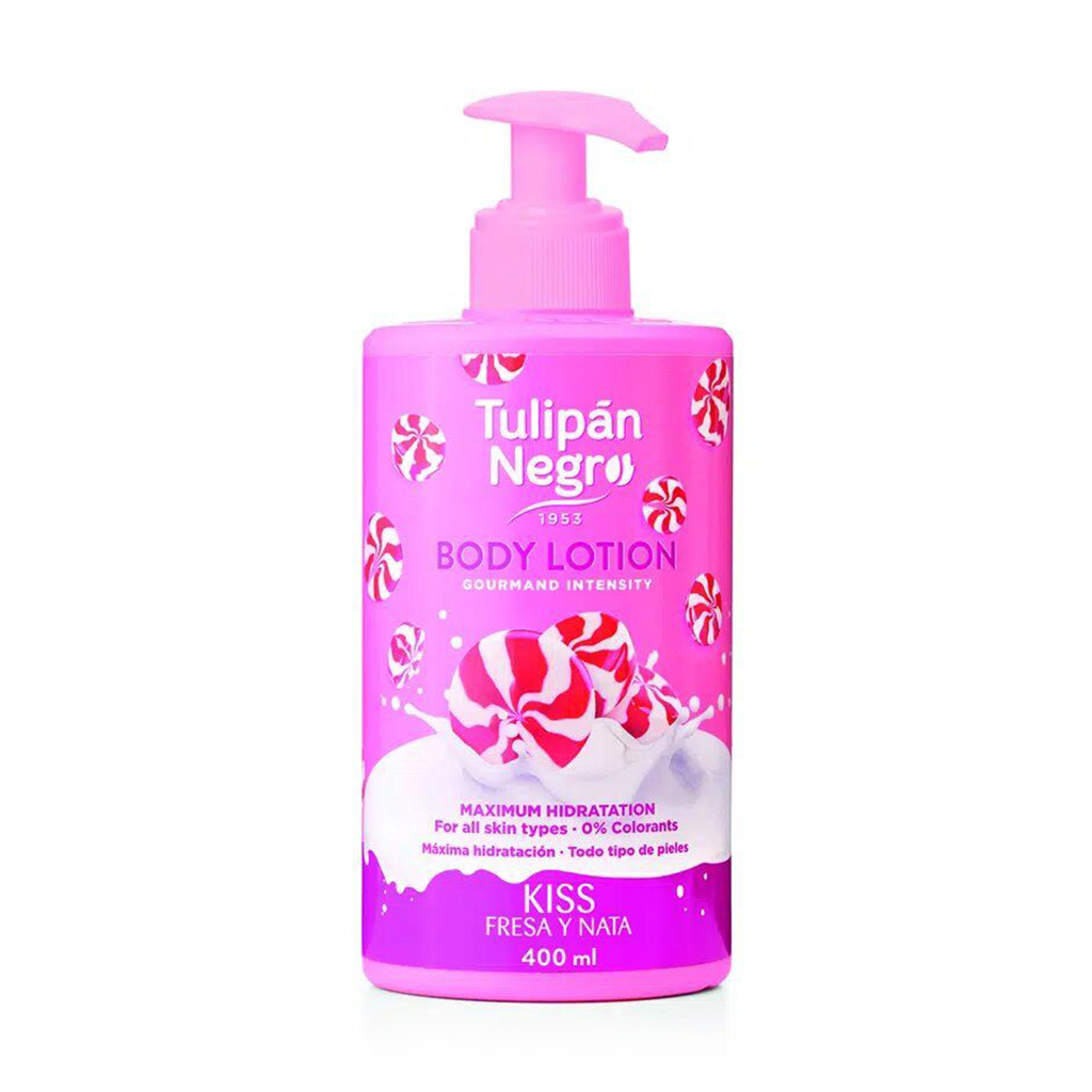 Лосьйон для тіла Tulipan Negro Body Lotion Полунично-кремовий поцілунок, 400 мл (з дозатором)