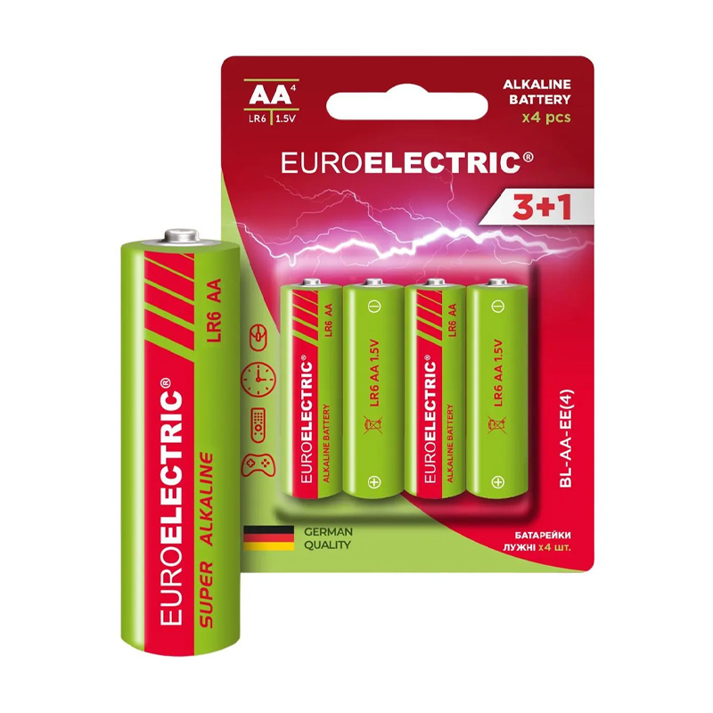 Лужні батарейки Euroelectric AA LR6, 1.5V, 4 шт