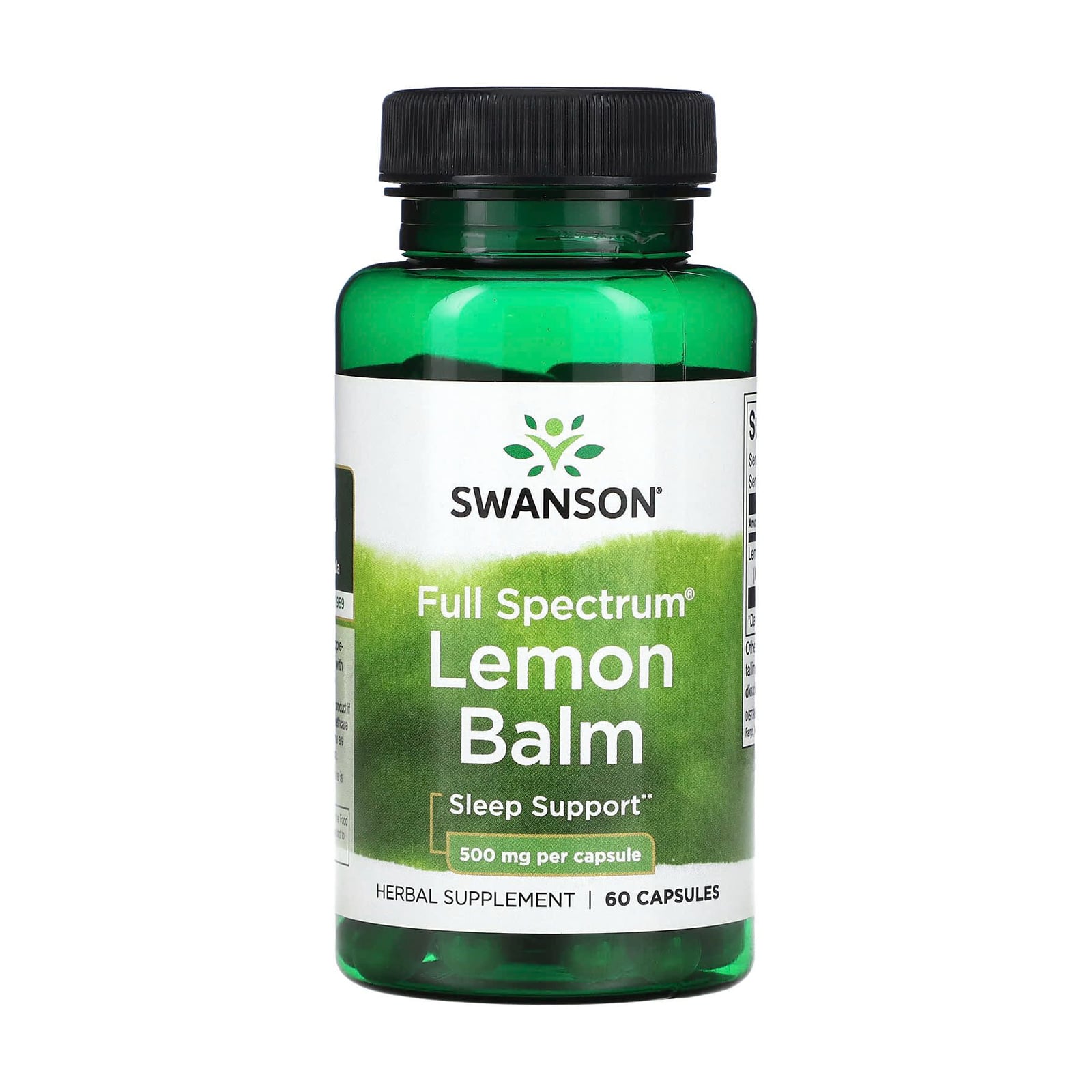 Лимонний бальзам Swanson Full Spectrum Lemon Balm 500 мг, 60 капсул