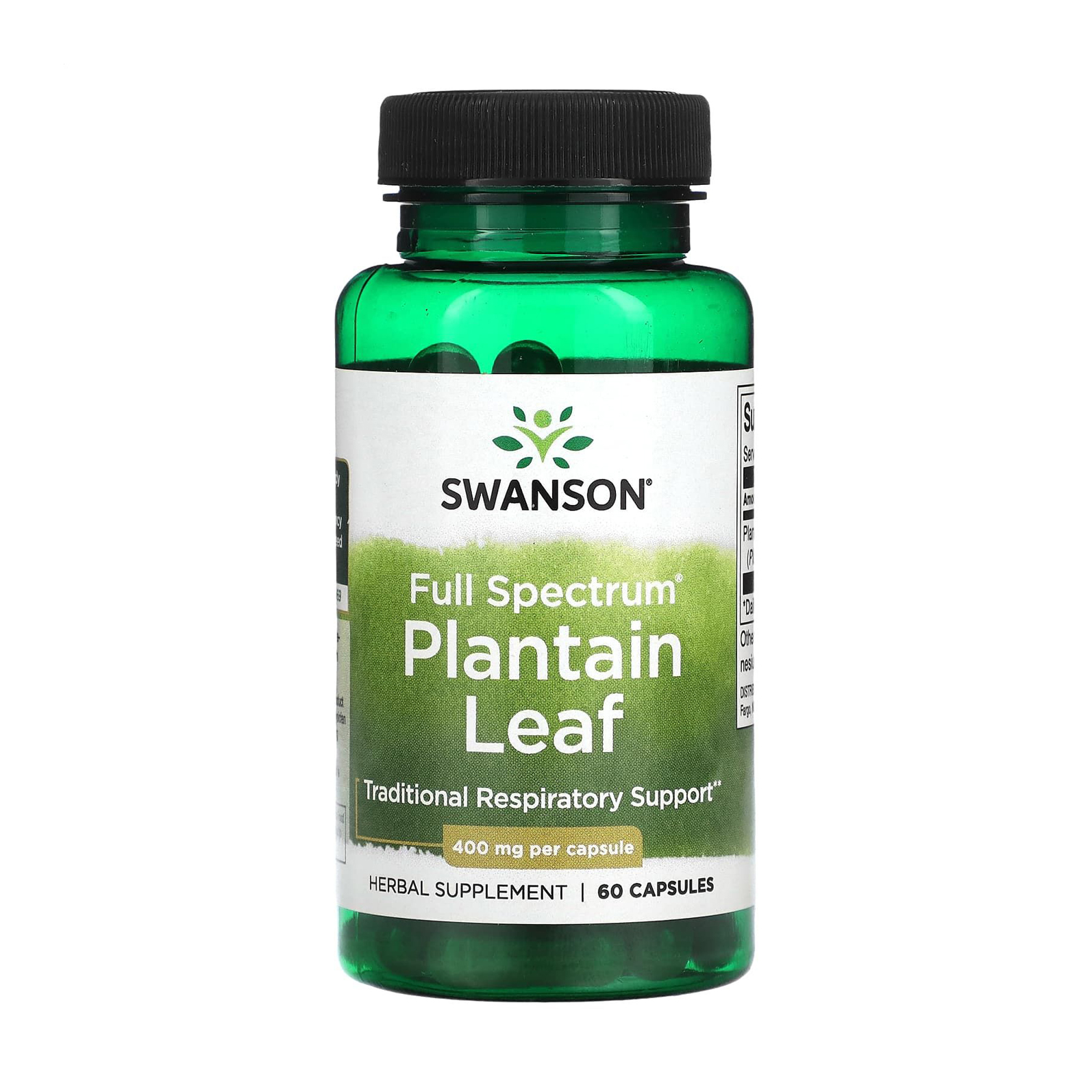 Листя подорожника Swanson Full Spectrum Plantain Leaf 400 мг, 60 капсул