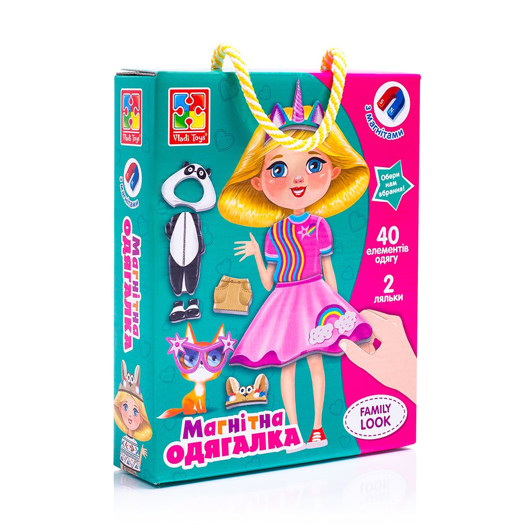Магнітна гра-одягалка Vladi Toys Family Look 2 ляльки, 40 елементів одягу, від 3 років (VT3702-21)