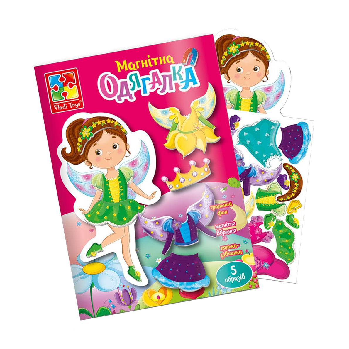 Магнітна гра-одягалка Vladi Toys Фея, у папці, українською мовою, від 3 років, 19 деталей (VT3204-28)