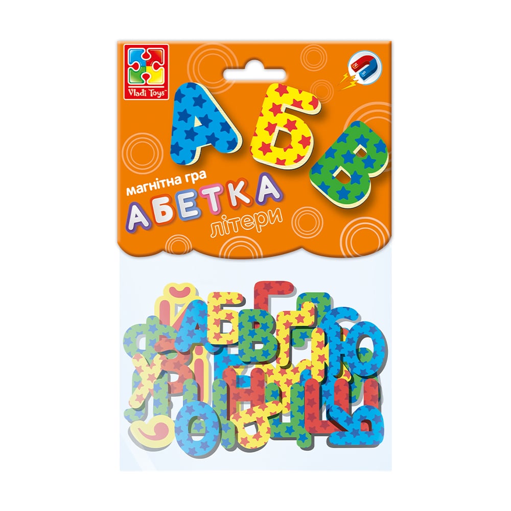 Магнітна гра Vladi Toys Абетка, 34 магніти, українською мовою, від 4 років (VT5900-02)