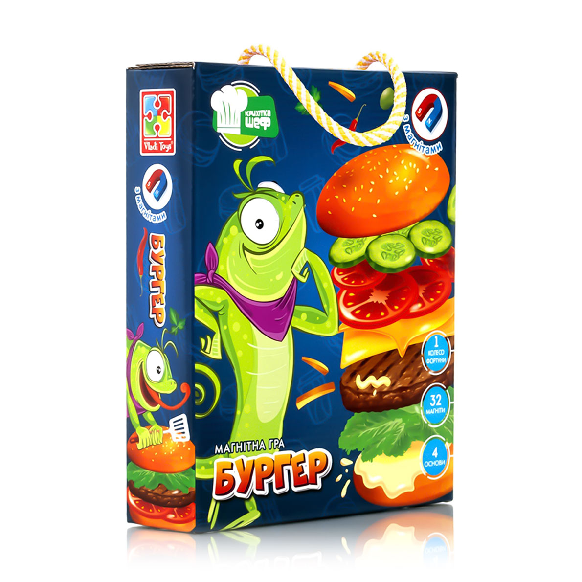 Магнітна гра Vladi Toys Бургер, українською мовою, від 4 років, 37 деталей (VT2310-06)