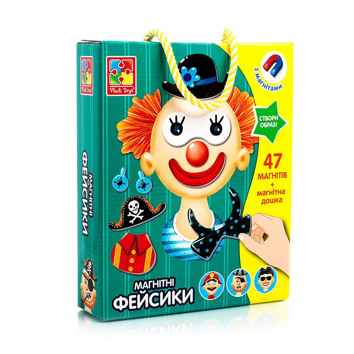 Магнітна гра Vladi Toys Фейсики, українською мовою, від 5 років, 48 деталей (VT3702-15)