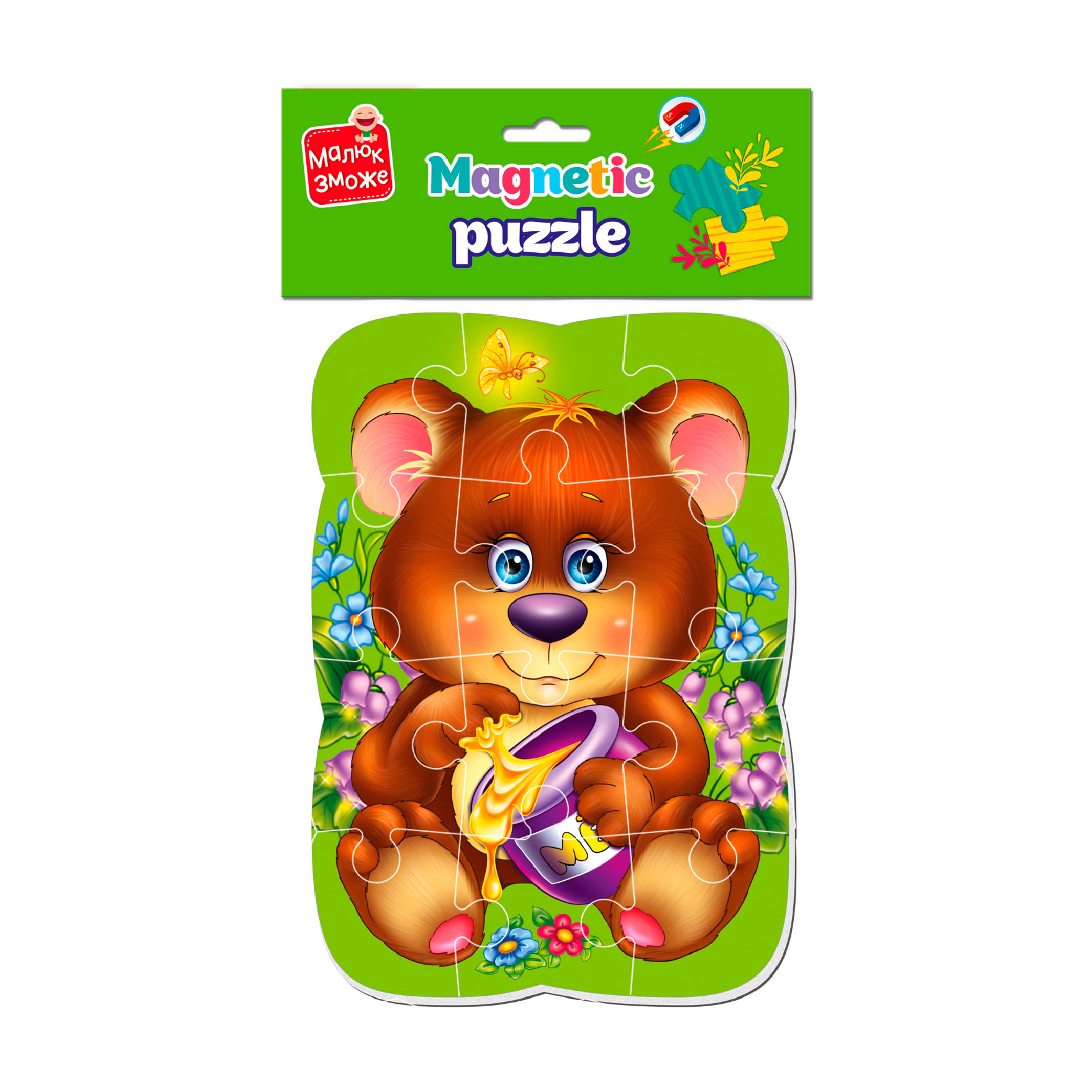 Магнітні пазли Vladi Toys А5 Малюк зможе Ведмежа, від 3 років, 12 деталей, 32*18*4 см (VT3301-04)
