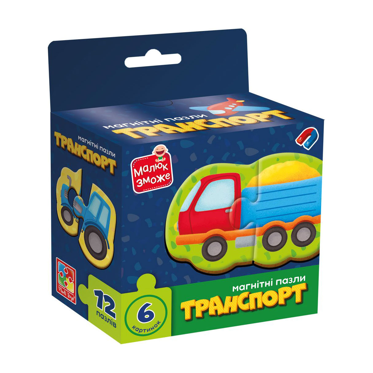 Магнітні пазли Vladi Toys Транспорт, від 3 років, 12 деталей (VT1733-02)