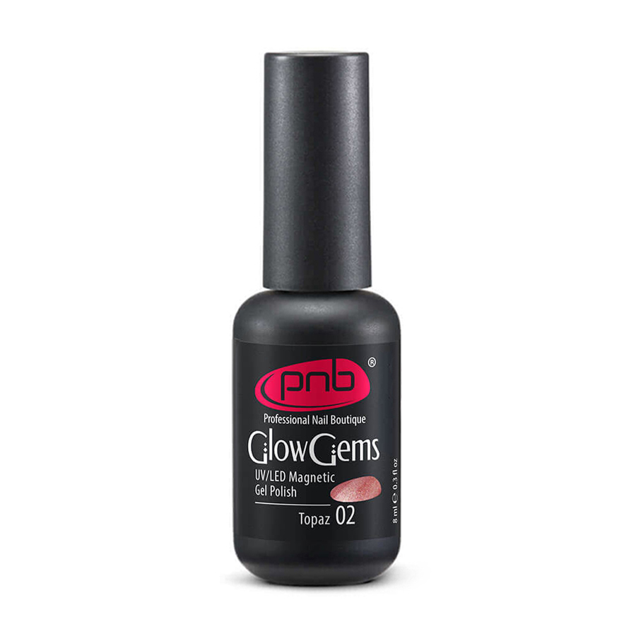 Магнітний гель-лак PNB Magnetic Gel Polish Glow Gems UV/LED 02 Topaz, 8 мл