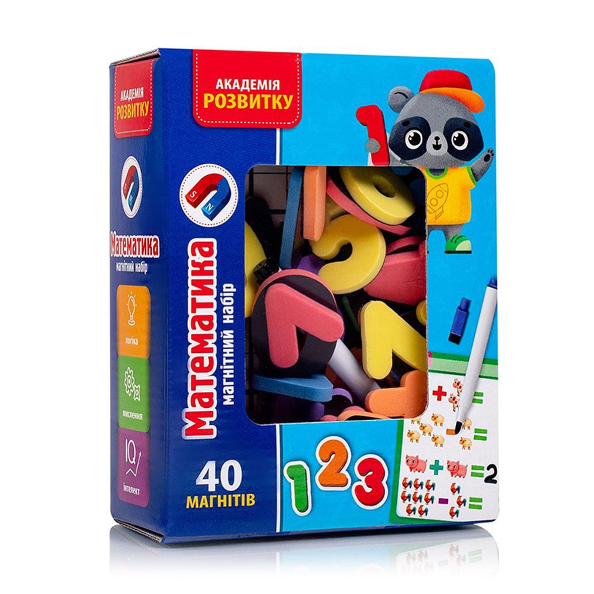 Магнітний набір Vladi Toys Математика з маркером, українською мовою, від 3 років, 47 деталей (VT5411-16)