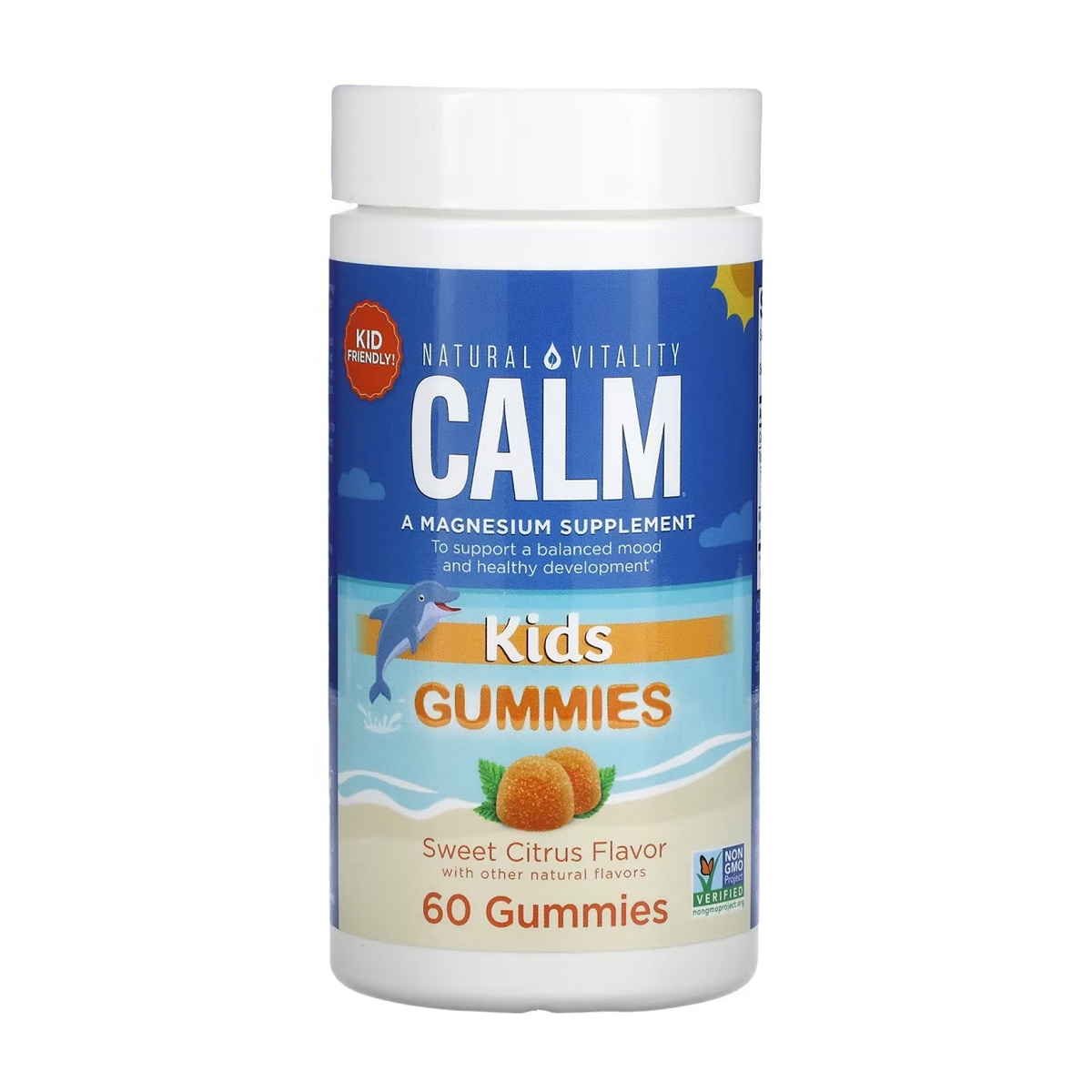 Магній для дітей Natural Vitality CALM Kids Gummies зі смаком солодкого цитрусу, 60 жувальних цукерок