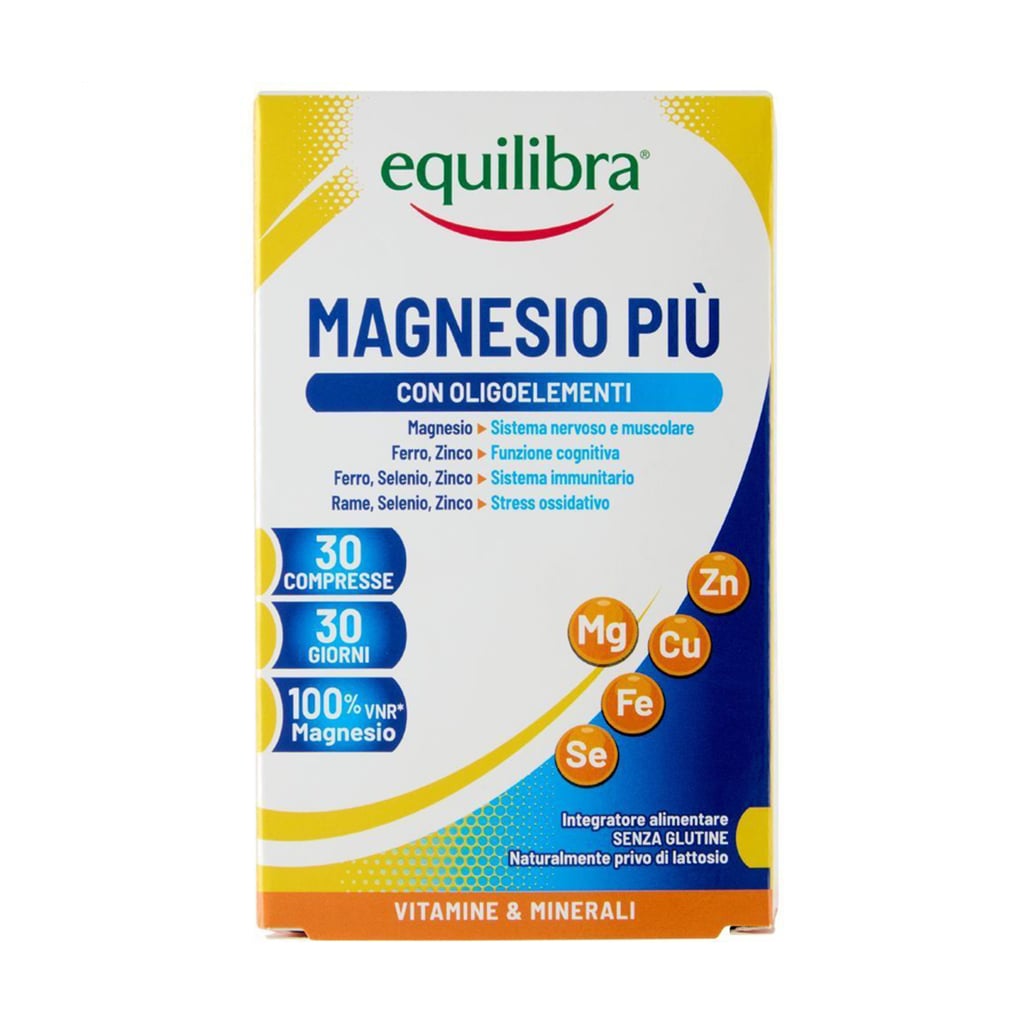 Магній equilibra Magnesio Piu з залізом, цинком, міддю та селеном, 30 таблеток