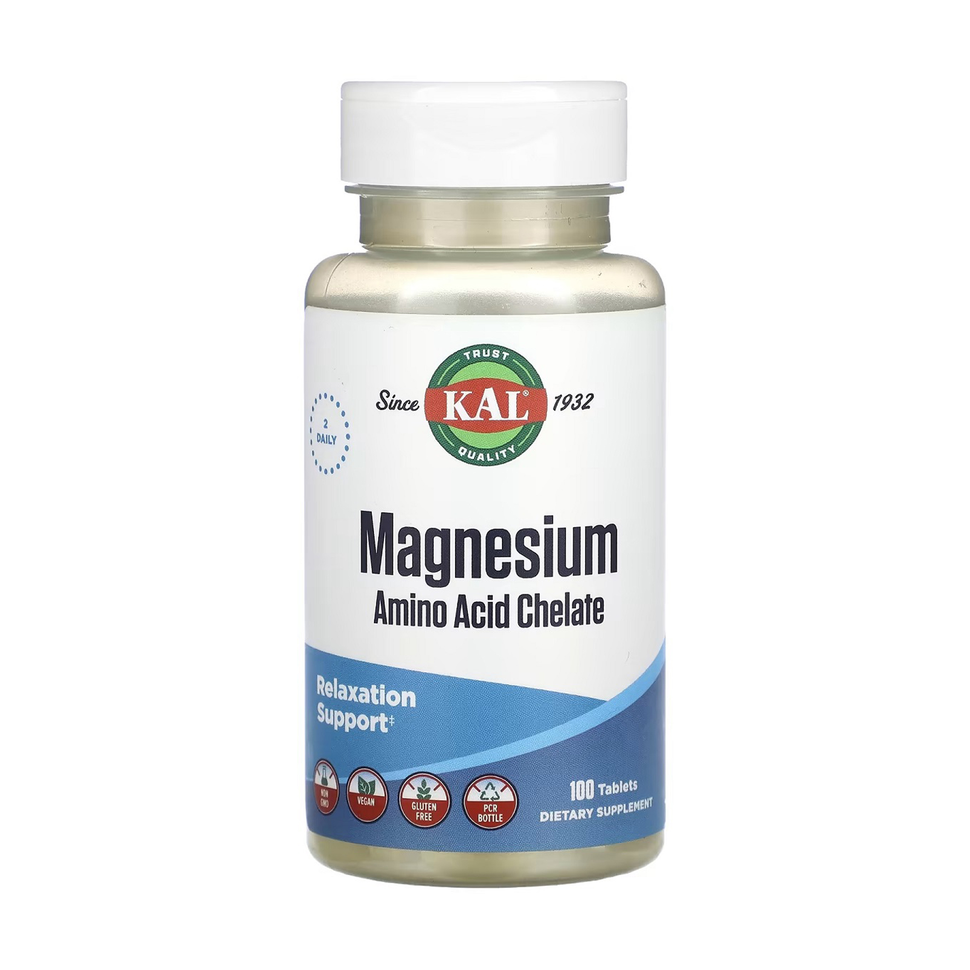 Магній хелат амінокислот KAL Magnesium Amino Acid Chelate, 100 таблеток