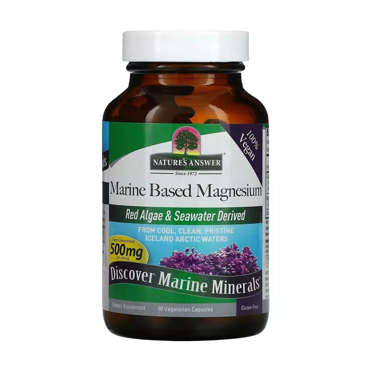Магній морського походження Nature's Answer Marine Based Magnesium, 500 мг, 90 вегетаріанських капсул
