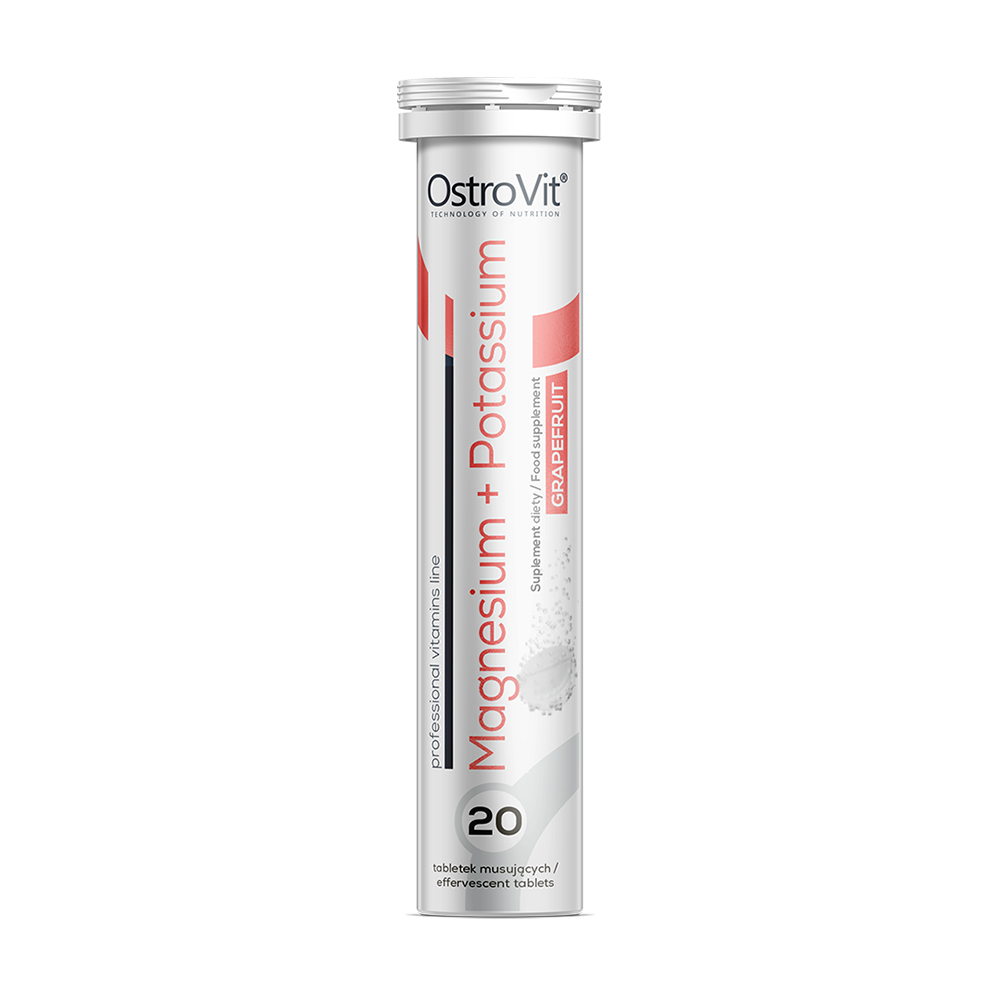 Магній та калій OstroVit Magnesium + Potassium зі смаком грейпфруту, 20 шипучих таблеток